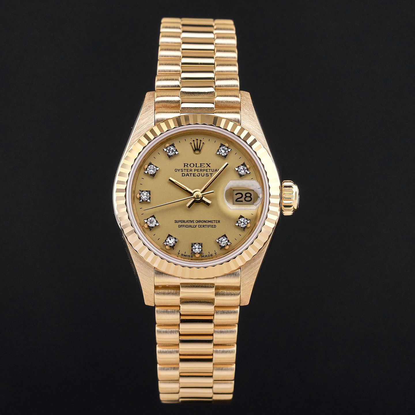 Rolex Lady-Datejust 69178 (1989) - Champagne dial 26 mm Yellow Gold case (3/8)