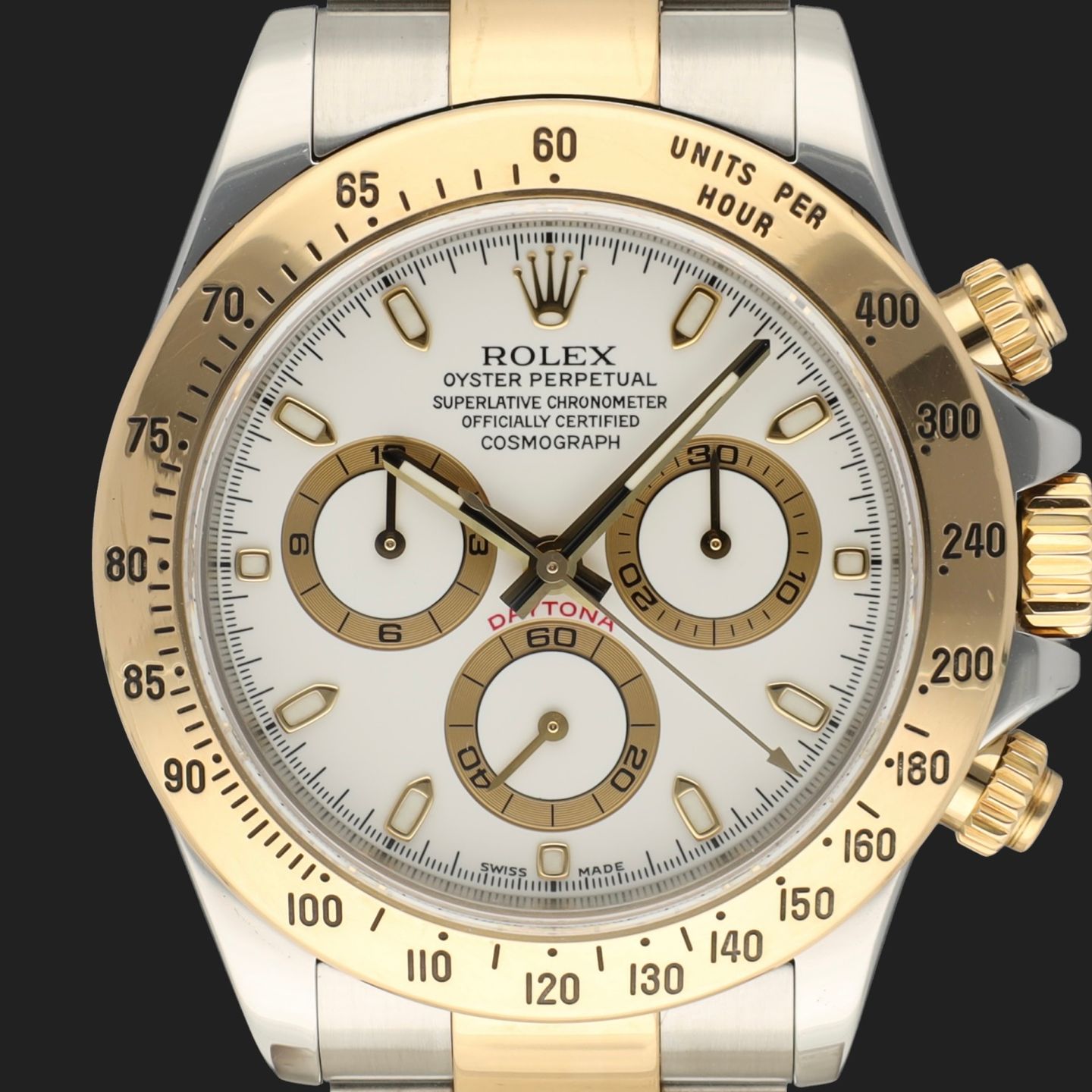 Rolex Daytona 116523 (2005) - White dial 40 mm Gold/Steel case (2/8)