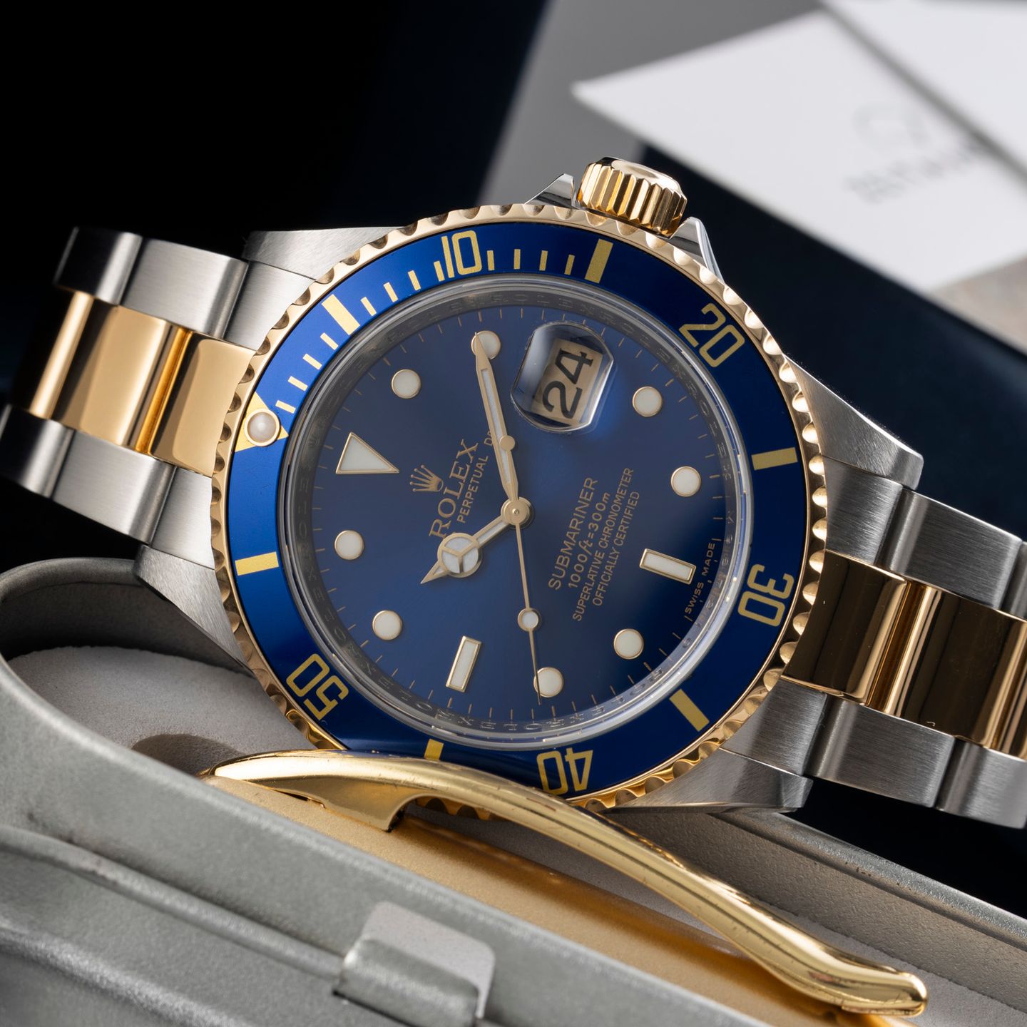 Rolex Submariner Date 16613 BLACK TIFFANY TRITIUM (Onbekend (willekeurig serienummer)) - Zwart wijzerplaat 40mm Staal (2/8)
