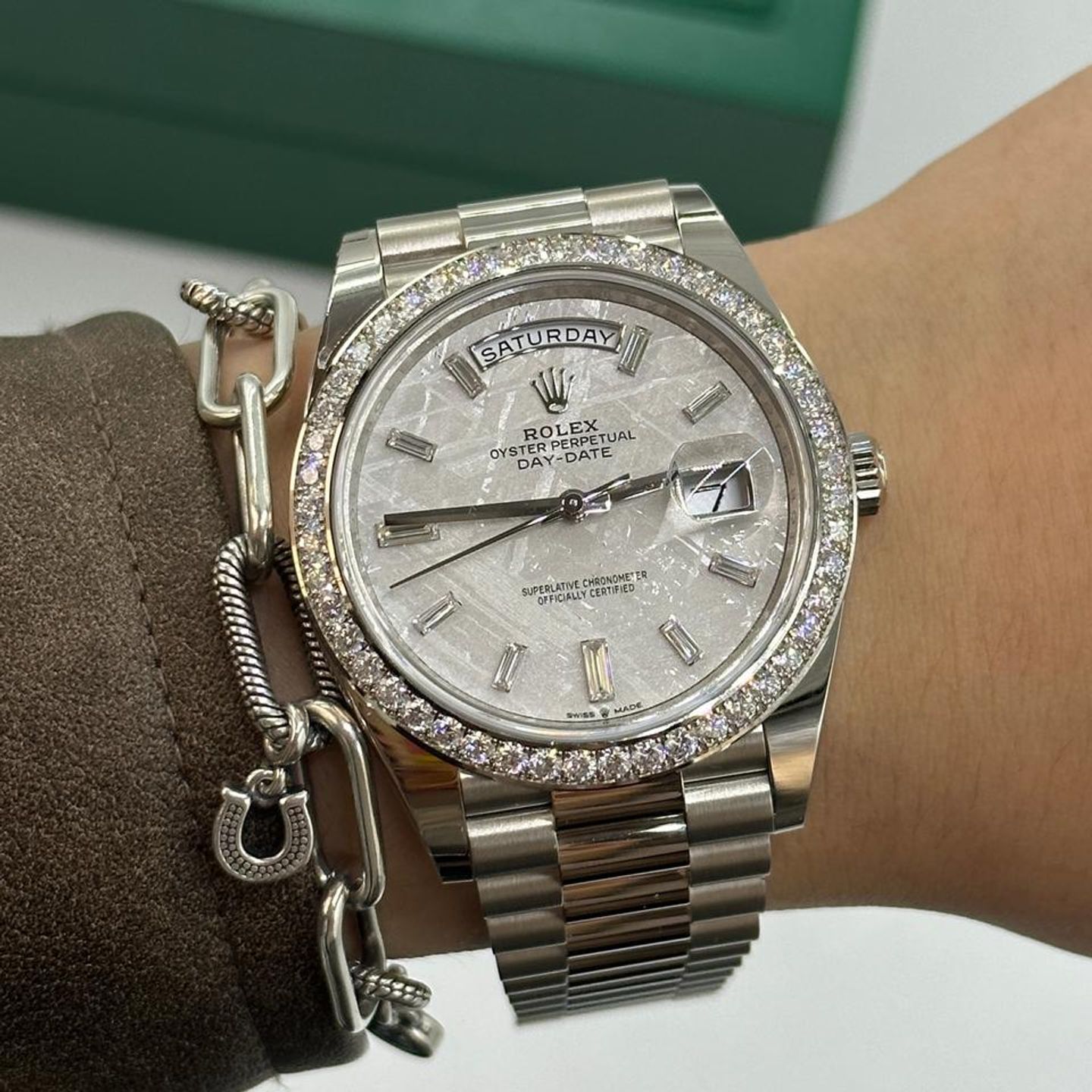 Rolex Day-Date 228349RBR (2024) - Silver dial 48 mm White Gold case (1/10)