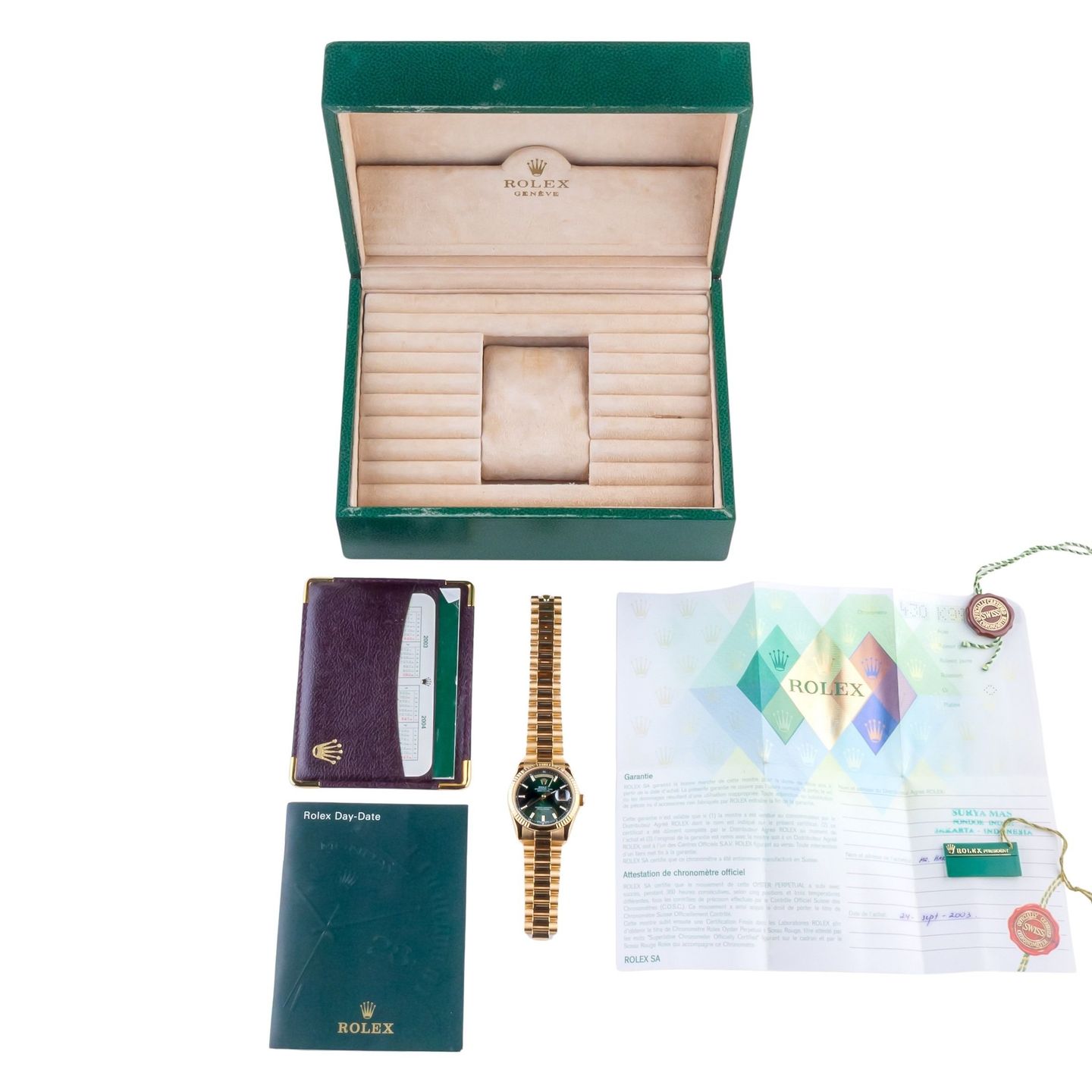 Rolex Day-Date 36 118238 (2001) - Groen wijzerplaat 36mm Geelgoud (8/8)