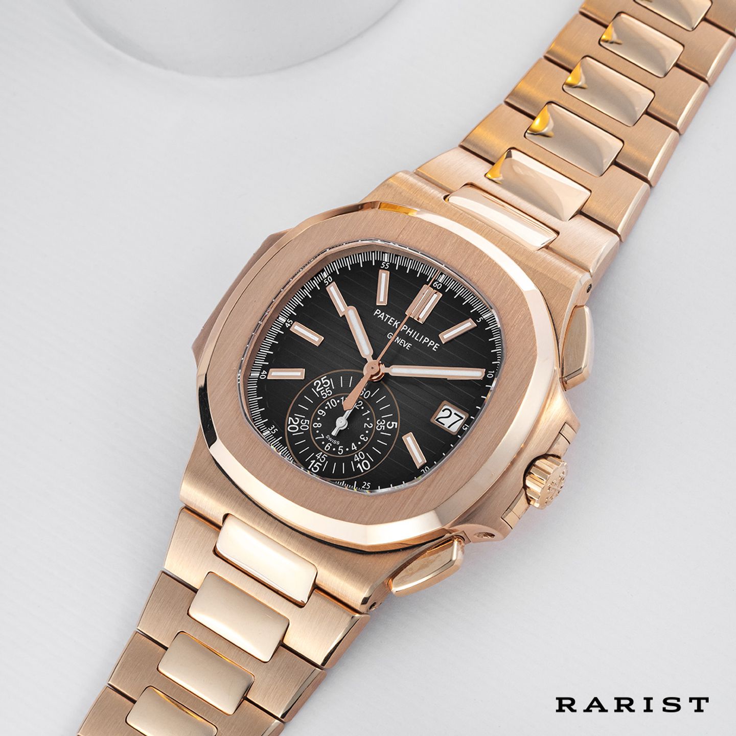 Patek Philippe Nautilus 5980/1R-001 (Unknown (random serial)) - Black dial 41 mm Rose Gold case (1/7)