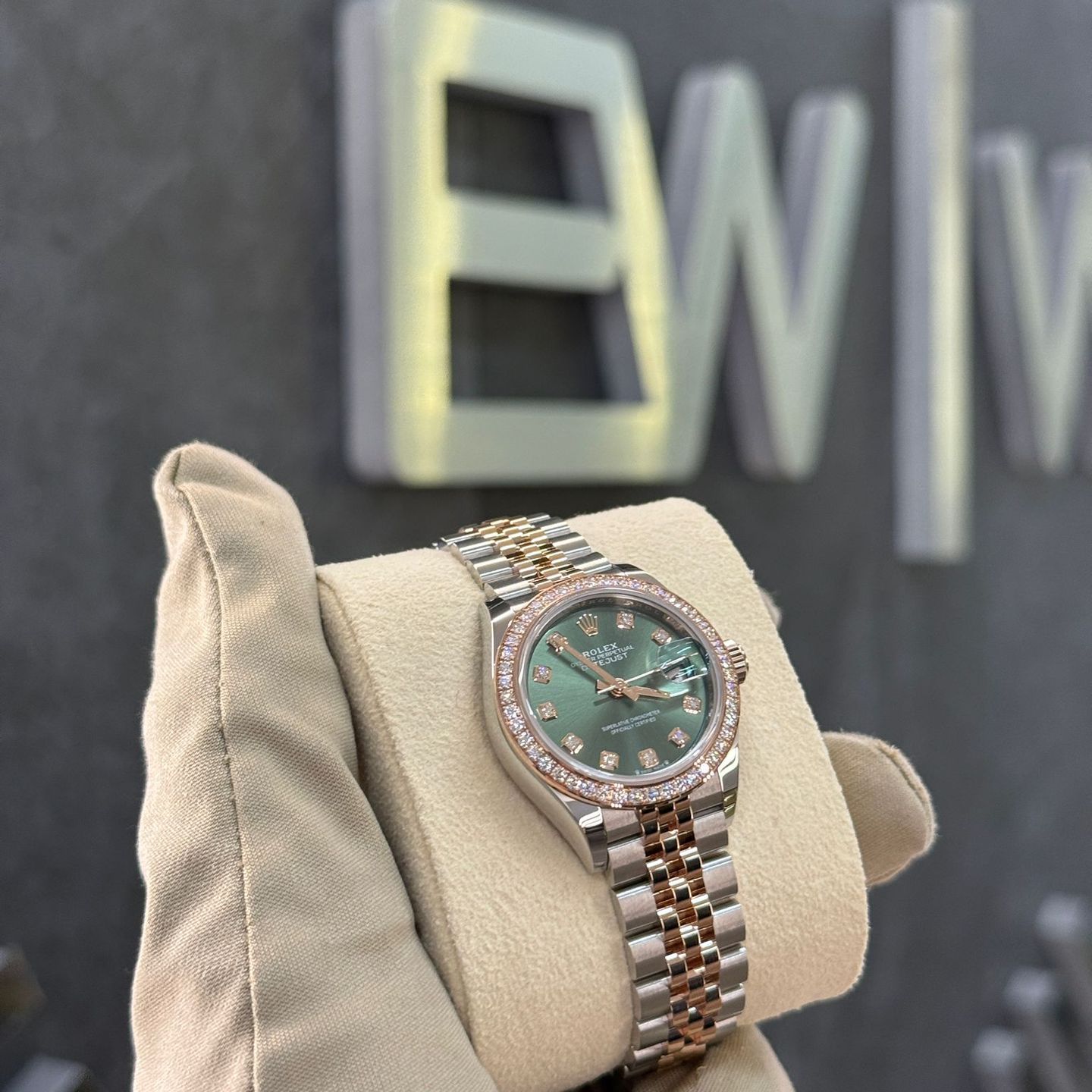 Rolex Lady-Datejust 279381RBR (2024) - Groen wijzerplaat 28mm Staal (6/8)