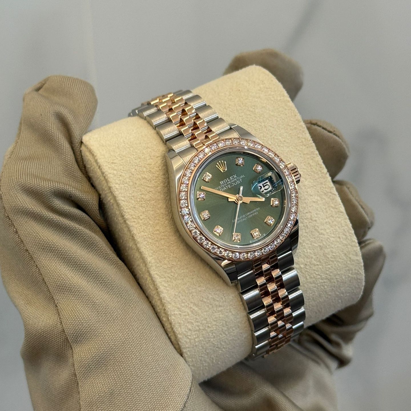 Rolex Lady-Datejust 279381RBR (2024) - Groen wijzerplaat 28mm Staal (1/8)
