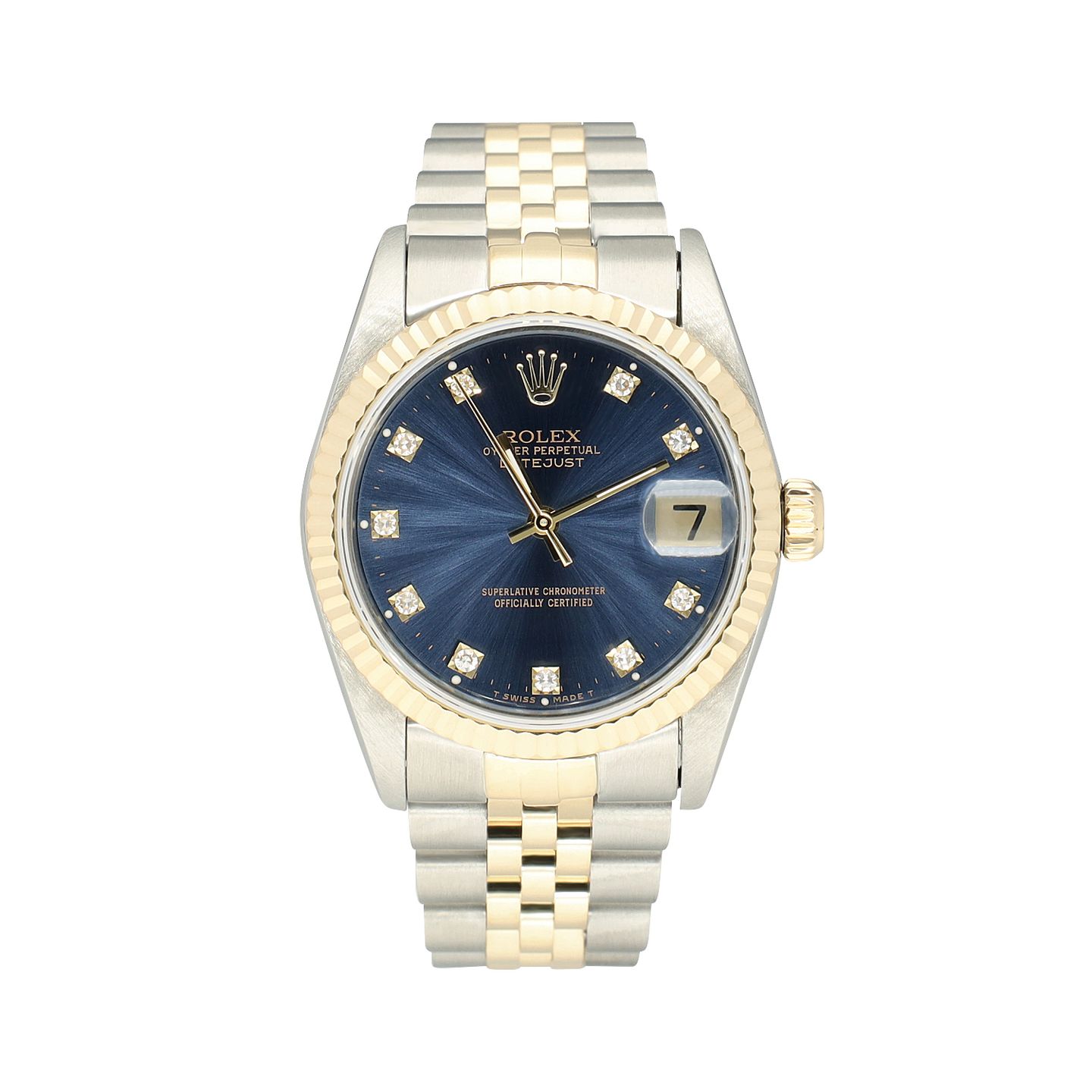 Rolex Datejust 31 68273 (1989) - Blue dial 31 mm Gold/Steel case (3/8)