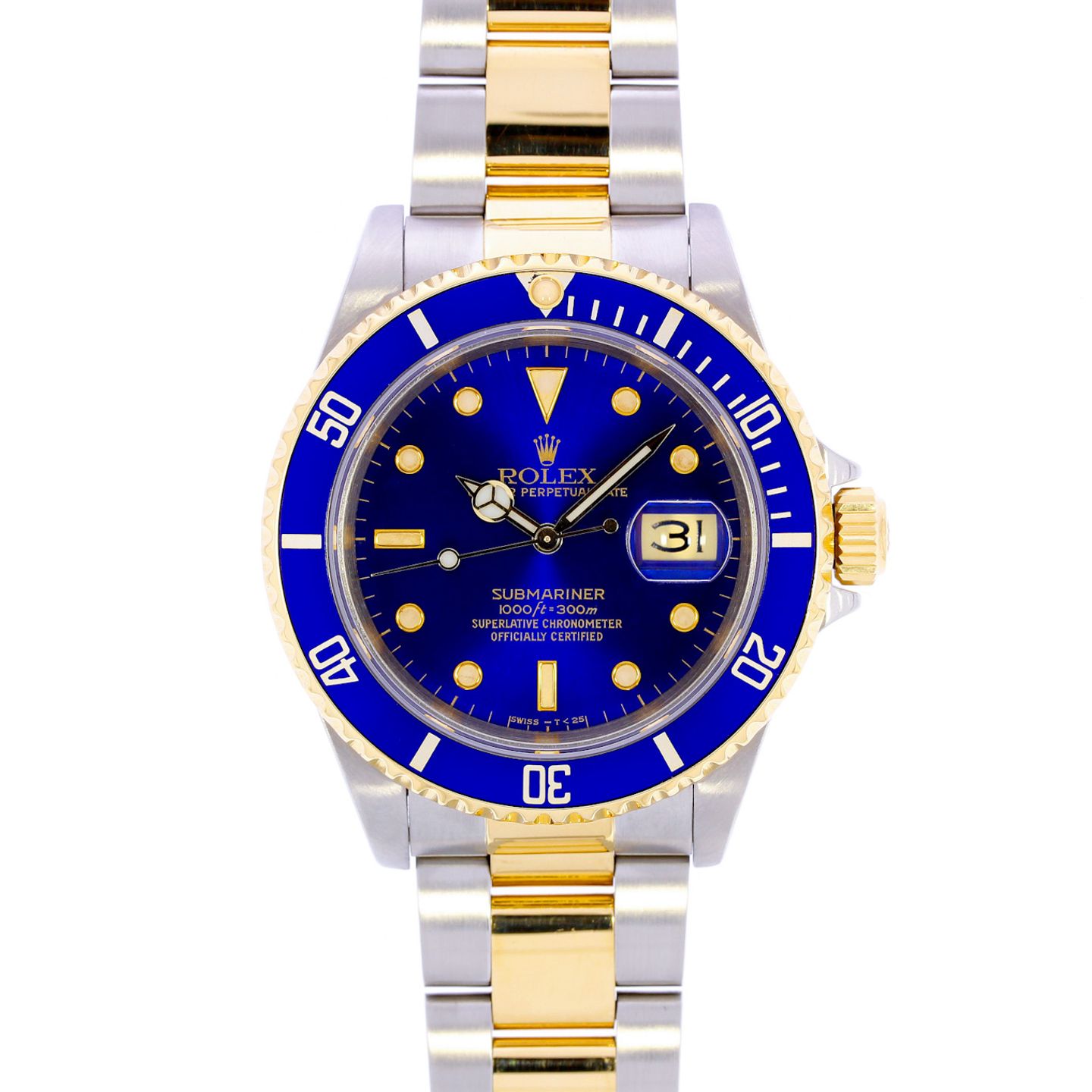 Rolex Submariner Date 16613 (1988) - Blue dial 40 mm Gold/Steel case (1/8)
