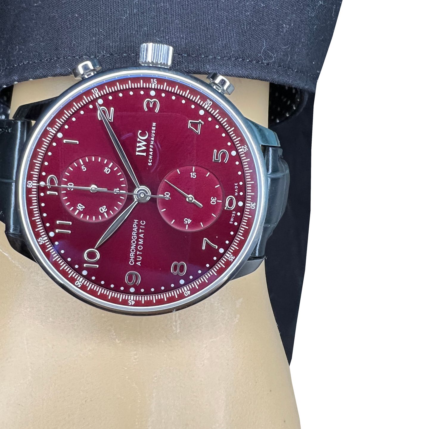 IWC Portuguese Chronograph IW371616 (2024) - Rood wijzerplaat 41mm Staal (3/8)