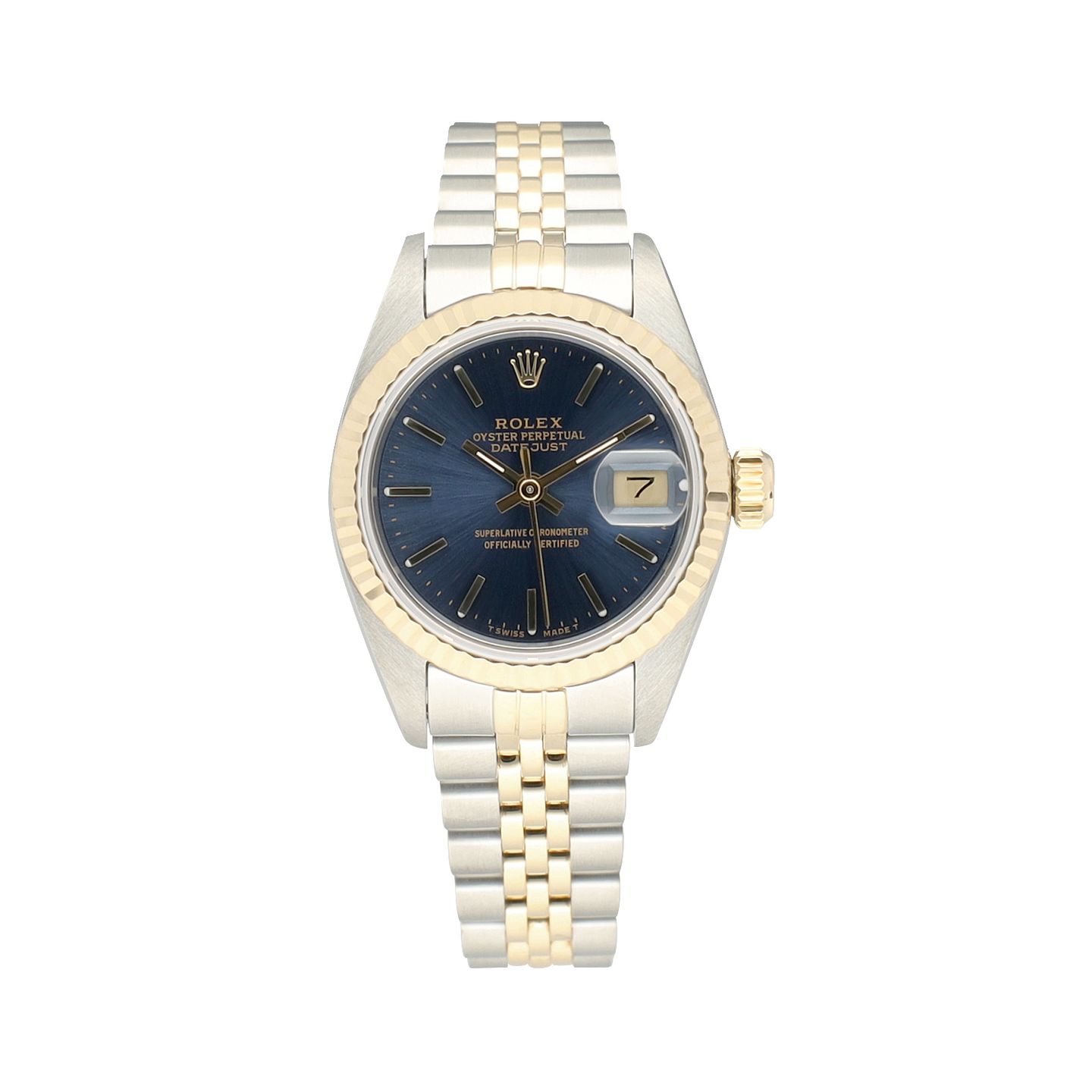 Rolex Lady-Datejust 69173 (1990) - Blauw wijzerplaat 26mm Goud/Staal (3/8)