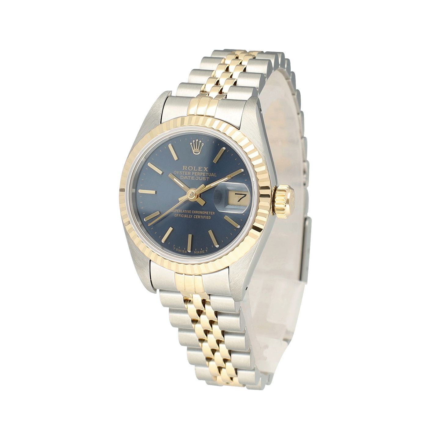 Rolex Lady-Datejust 69173 (1990) - Blue dial 26 mm Gold/Steel case (4/8)