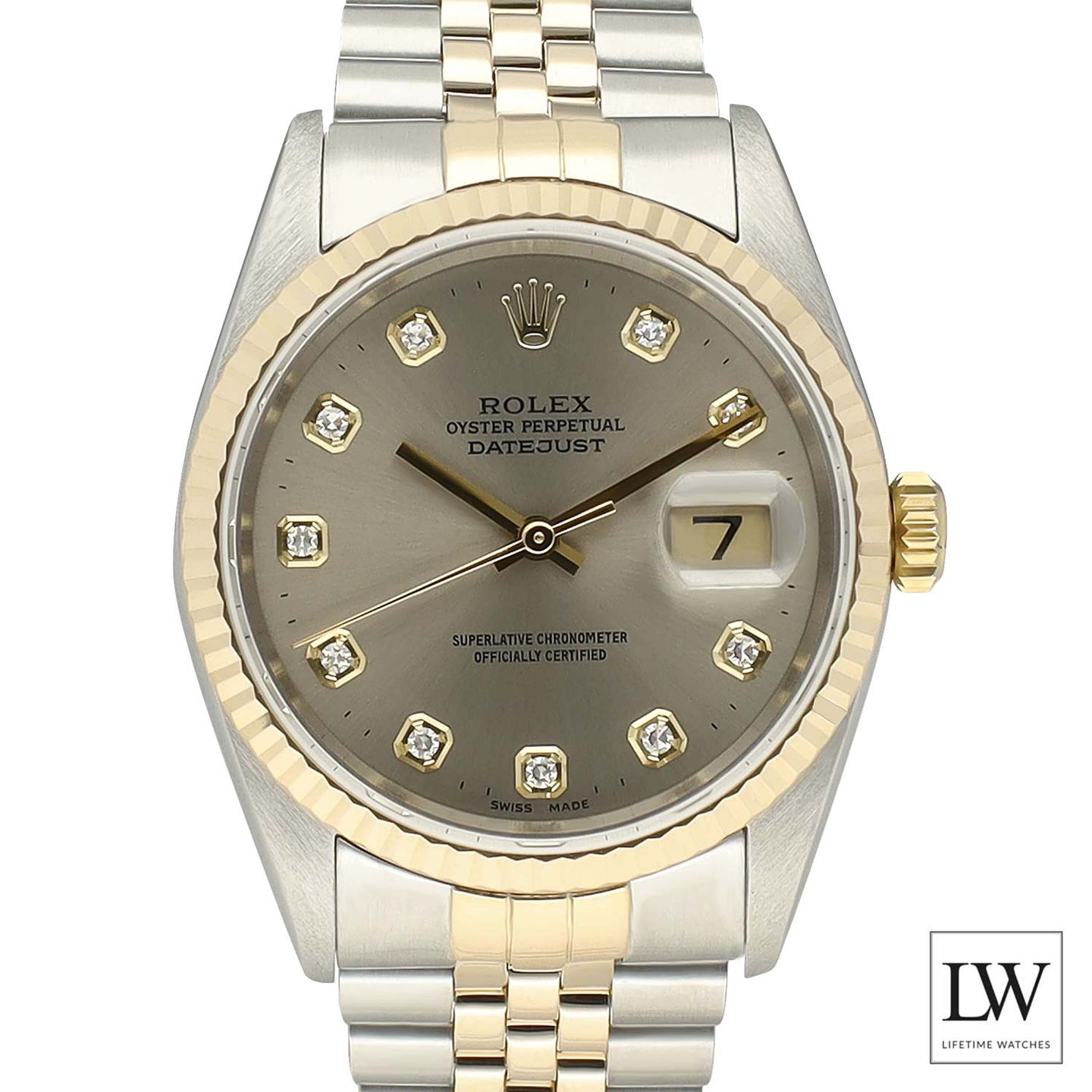 Rolex Datejust 36 16233 (1996) - Grey dial 36 mm Gold/Steel case (2/8)