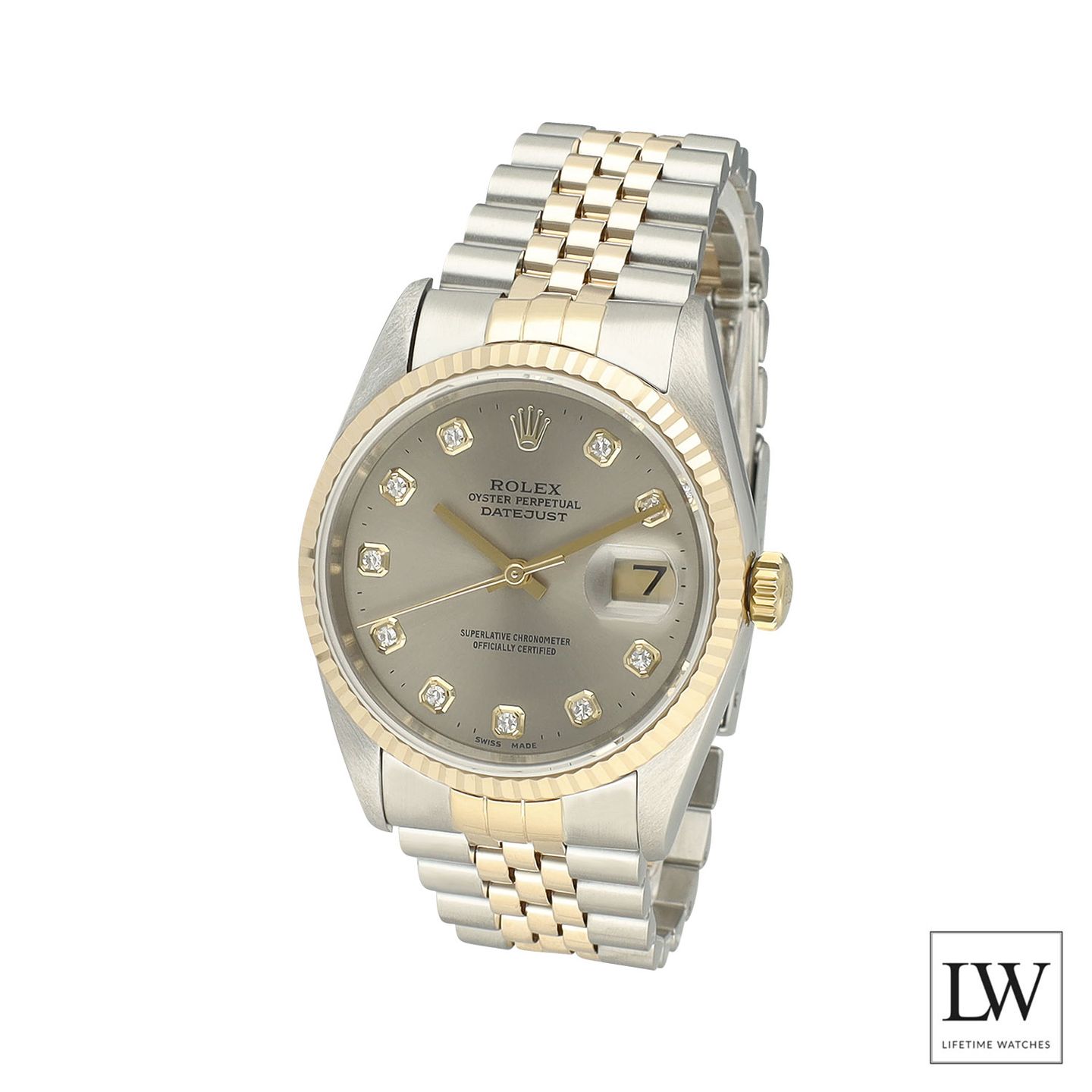 Rolex Datejust 36 16233 (1996) - Grey dial 36 mm Gold/Steel case (4/8)