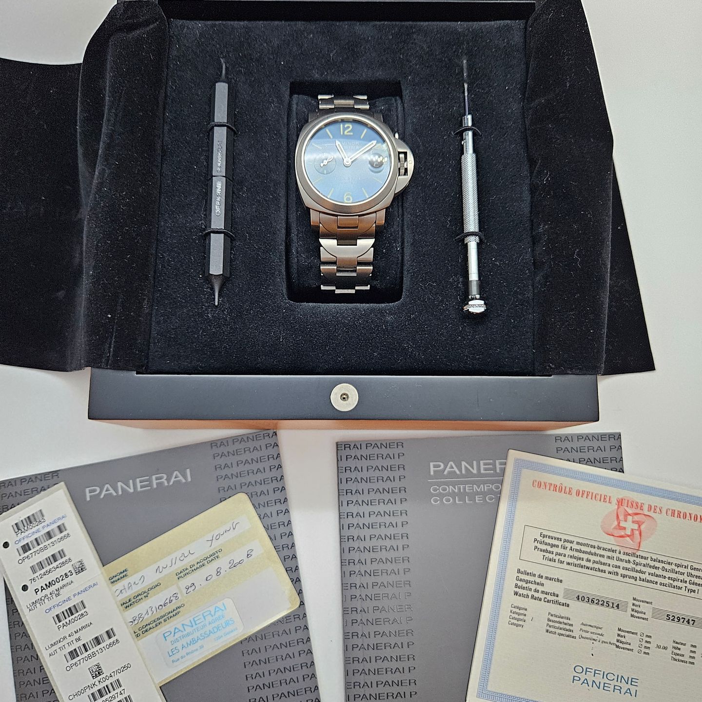 Panerai Luminor Marina Automatic PAM00283 (Unknown (random serial)) - Blue dial 40 mm Titanium case (2/6)
