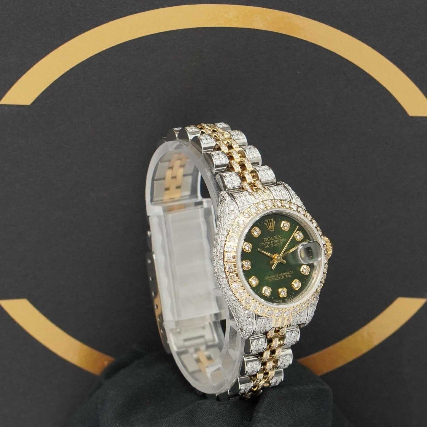 Rolex Lady-Datejust 69173 (1986) - Green dial 26 mm Gold/Steel case (2/7)