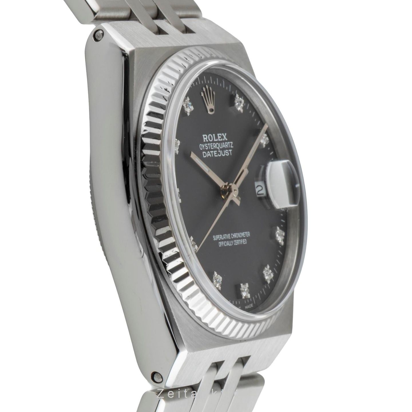 Rolex Datejust Oysterquartz 17014 (1984) - Grey dial 36 mm Gold/Steel case (6/8)