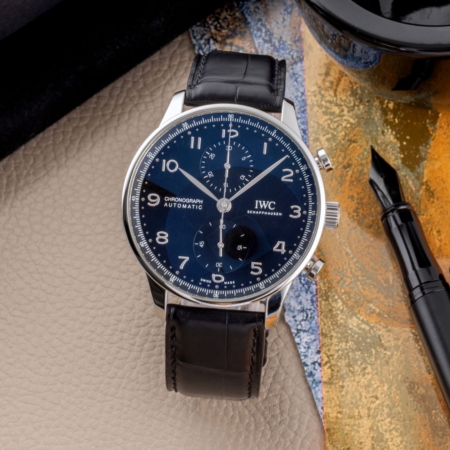 IWC Portuguese Chronograph IW371609 (2021) - Zwart wijzerplaat 41mm Staal (1/8)