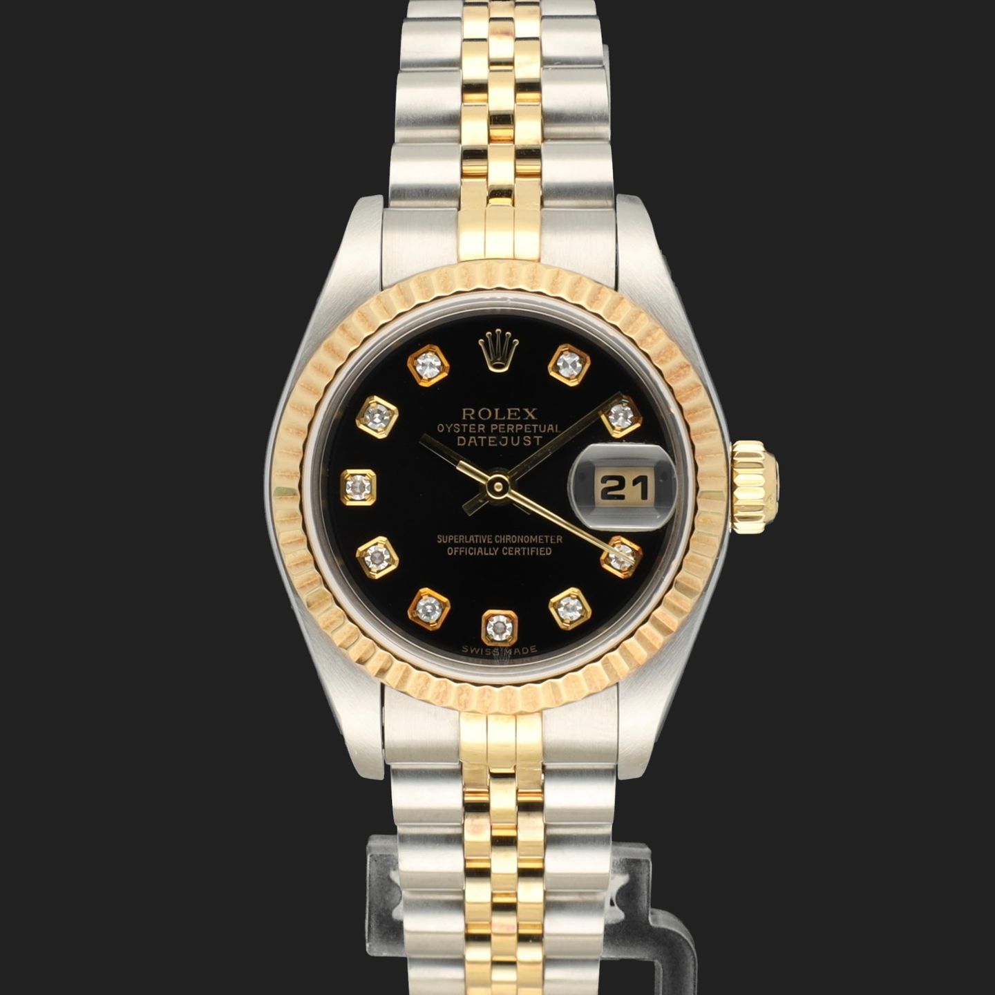Rolex Lady-Datejust 79173 (2002) - Black dial 26 mm Gold/Steel case (2/8)