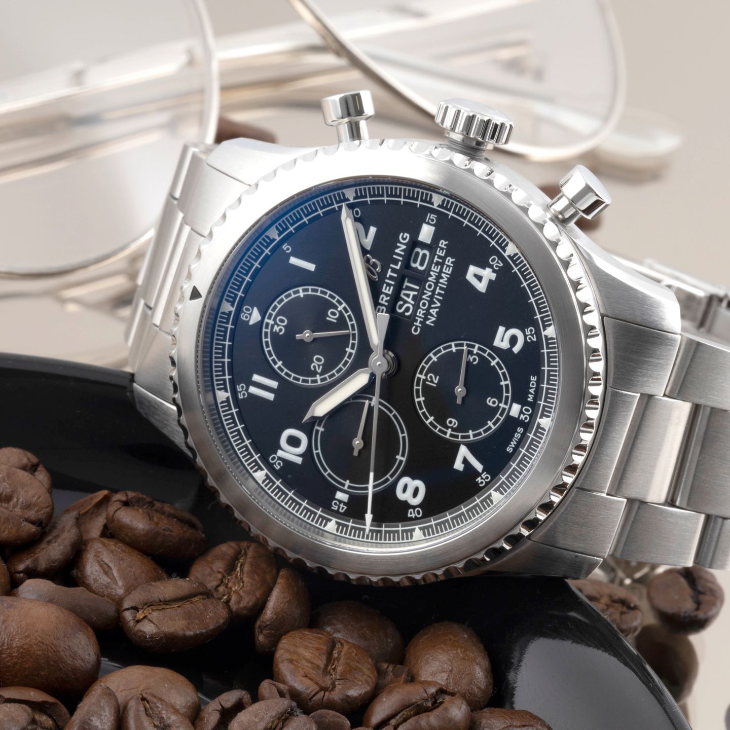 Breitling Navitimer 8 A13314101B1A1 (Onbekend (willekeurig serienummer)) - Zwart wijzerplaat 43mm Staal (2/8)