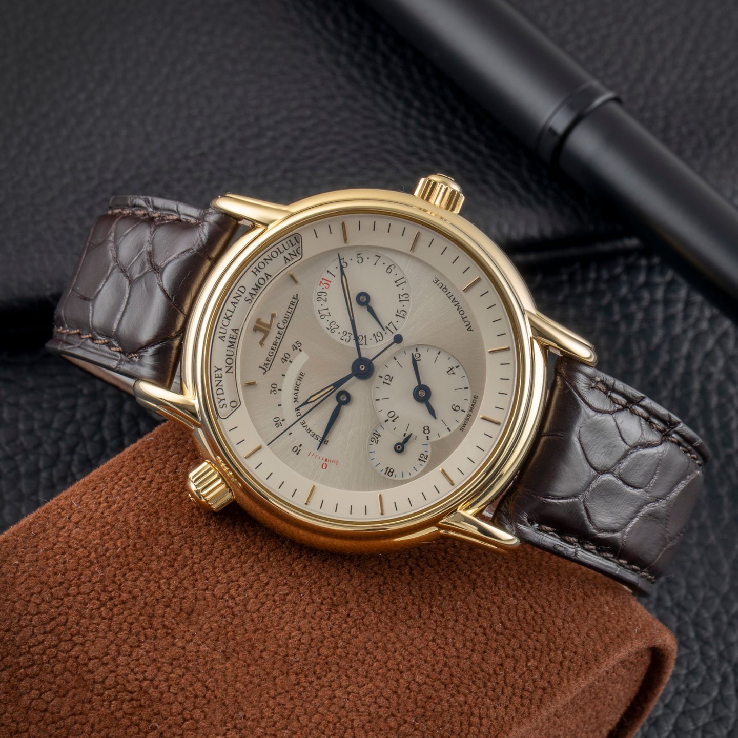 Jaeger-LeCoultre Master Geographic QA169102 (1992) - Zilver wijzerplaat 38mm Geelgoud (2/8)