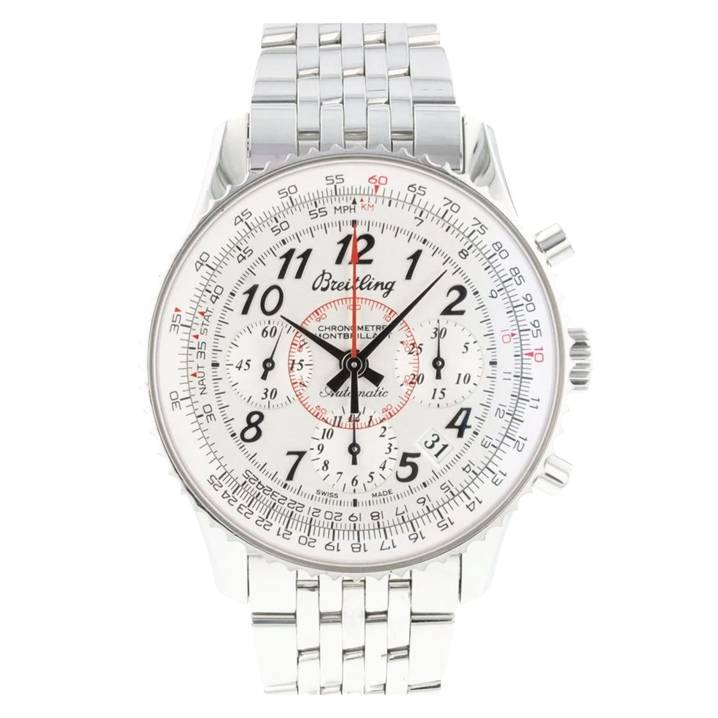 Breitling Montbrillant 01 AB013012/G709 (2012) - Zilver wijzerplaat 40mm Staal (1/4)