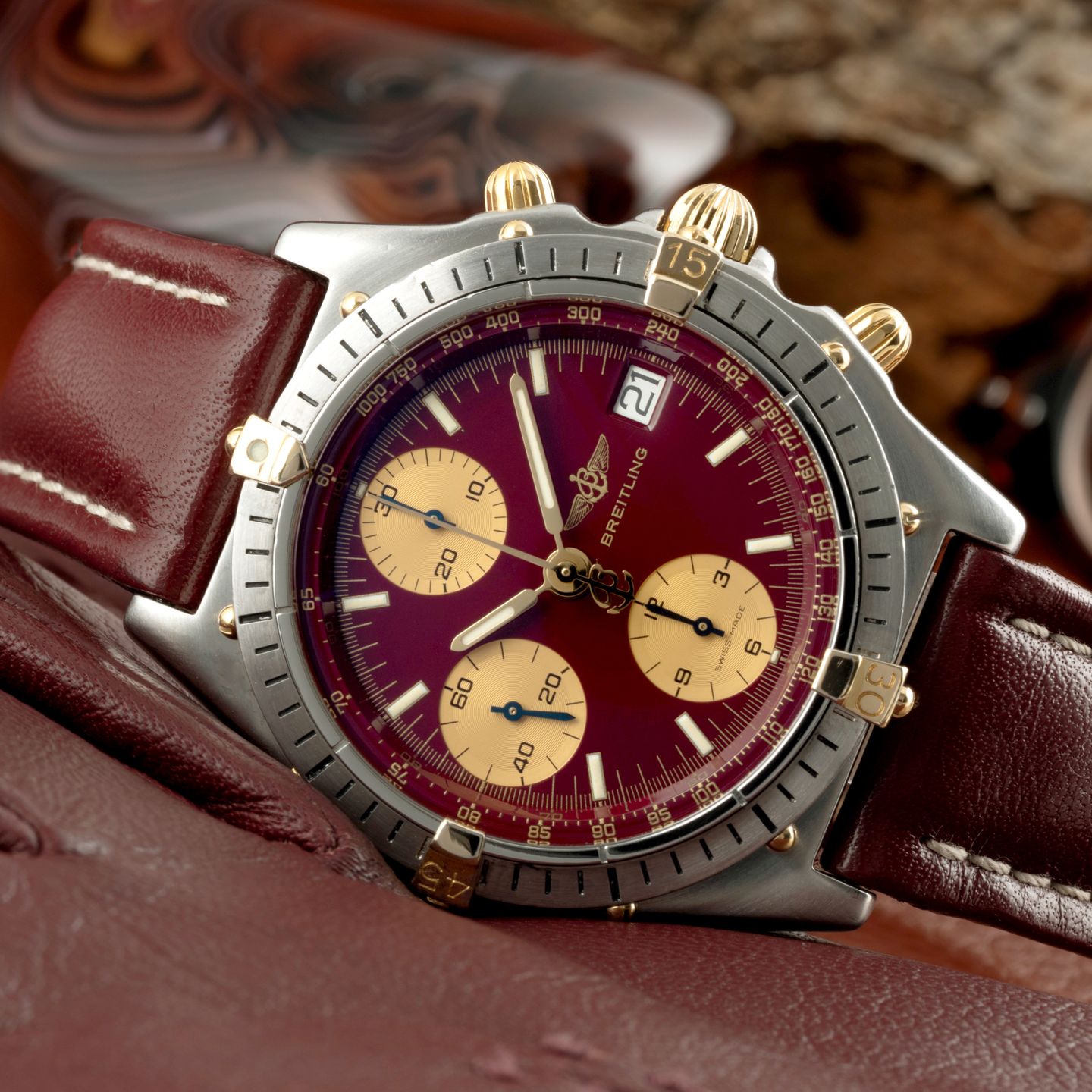 Breitling Chronomat 81.950 B13047 (1990) - Rood wijzerplaat 40mm Staal (2/8)