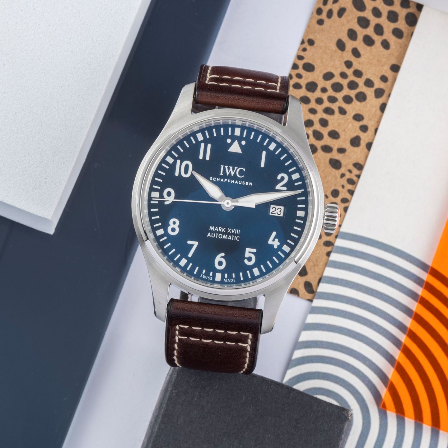 IWC Pilot Mark IW4421 (Onbekend (willekeurig serienummer)) - Zwart wijzerplaat 28mm Staal (1/8)