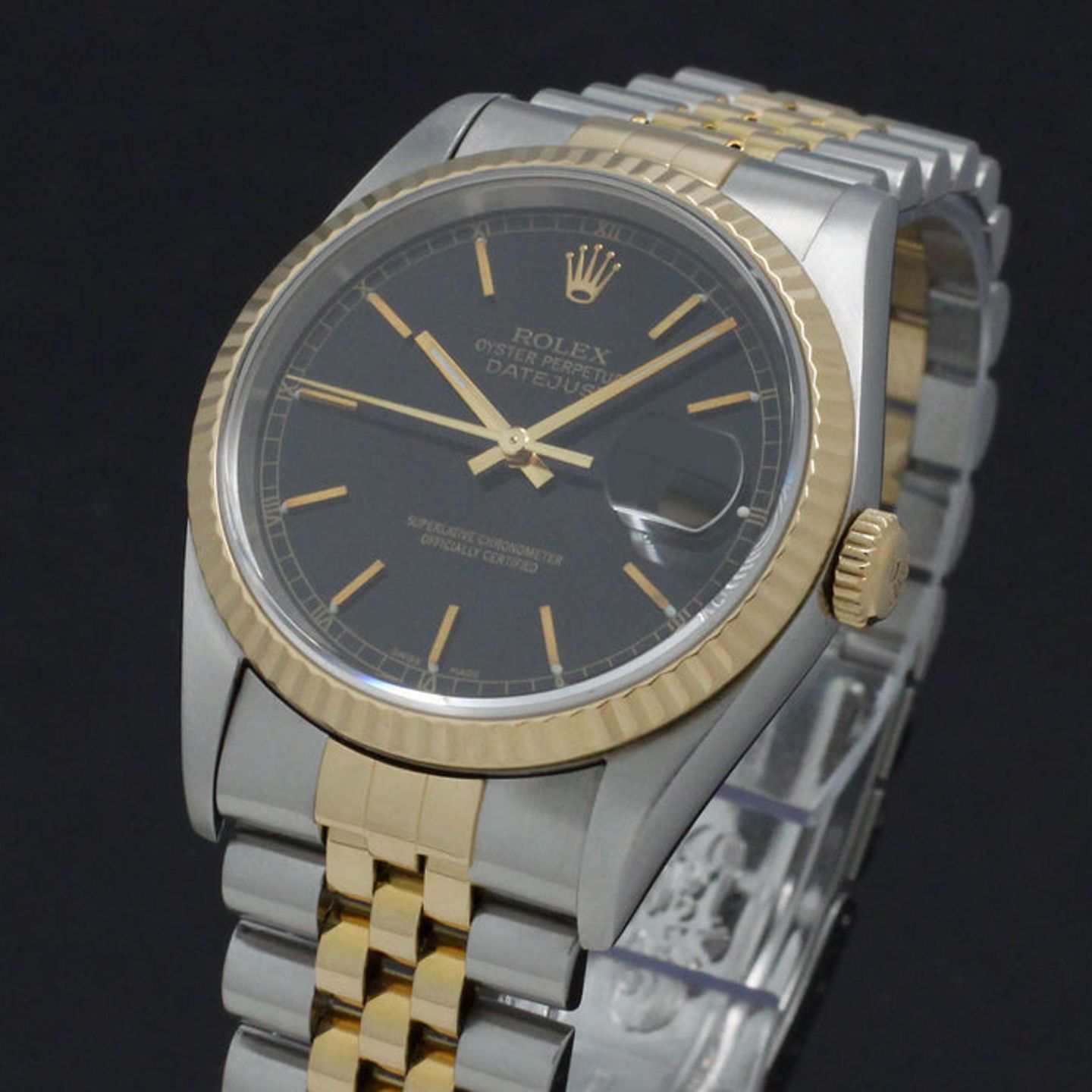 Rolex Datejust 36 16233 (2002) - Zwart wijzerplaat 36mm Goud/Staal (6/7)