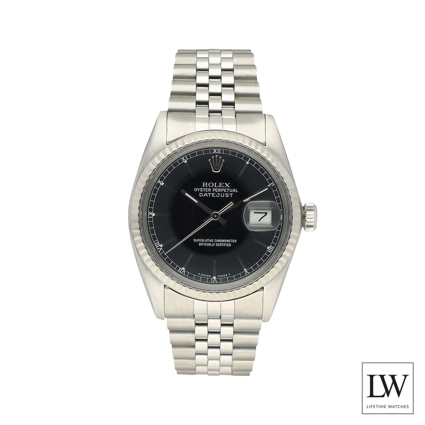 Rolex Datejust 36 16014 (1984) - Zwart wijzerplaat 36mm Staal (3/8)