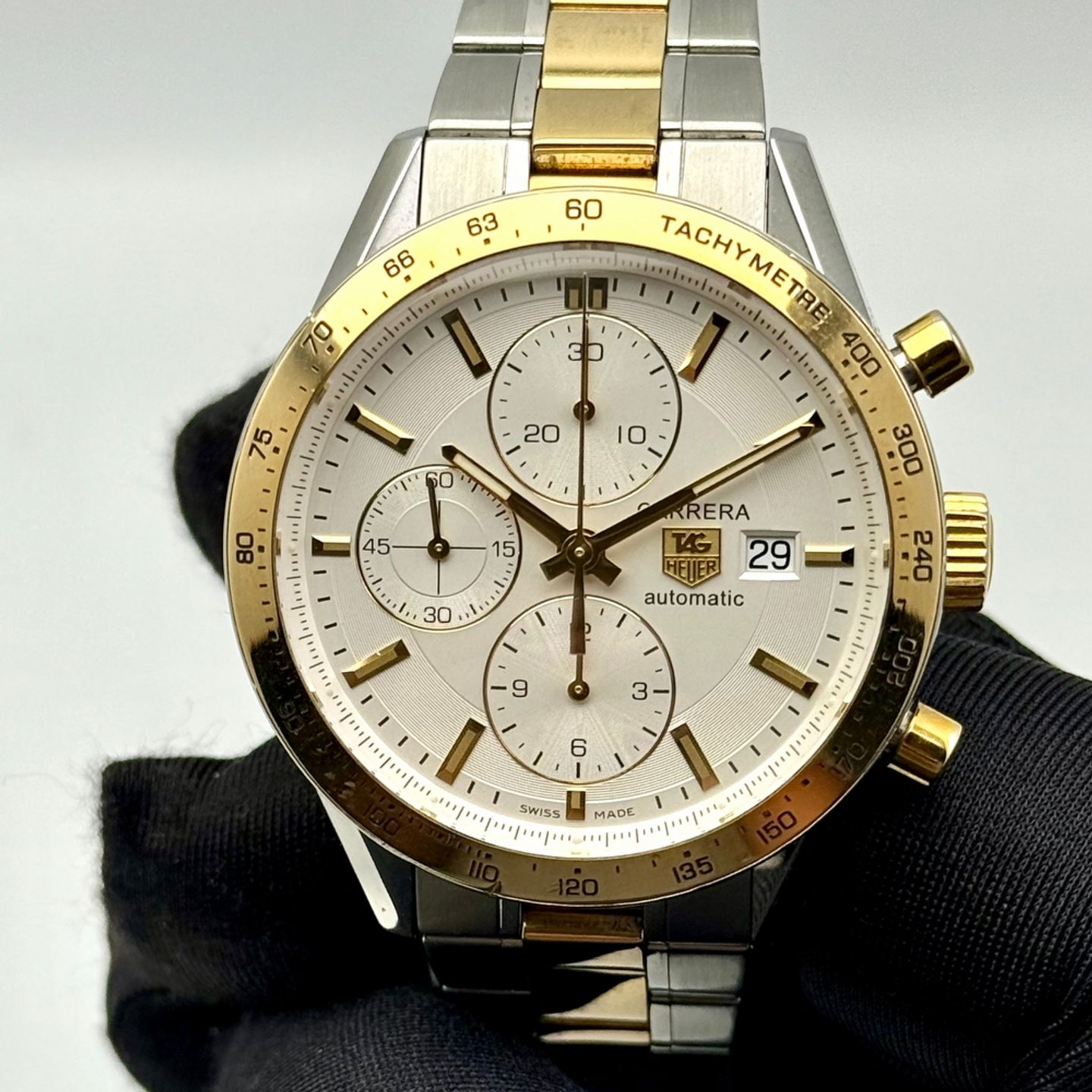 TAG Heuer Carrera Calibre 16 CV2050.BD0789 (Onbekend (willekeurig serienummer)) - Zilver wijzerplaat 41mm Goud/Staal (3/8)