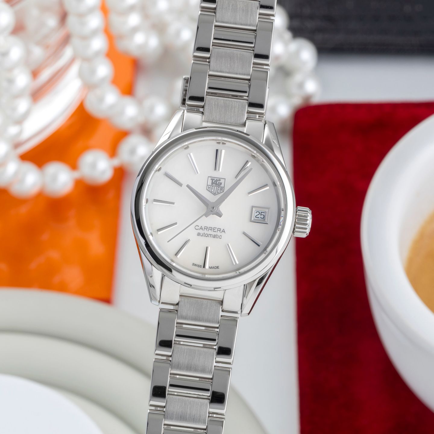 TAG Heuer Carrera Lady WAR2411.BA0776 (Unknown (random serial)) - White dial 28 mm Steel case (3/8)