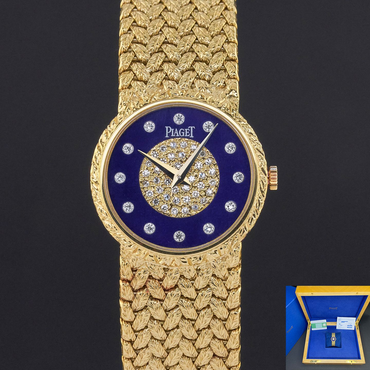 Piaget Vintage 924D2 (Unknown (random serial)) - Blue dial 24 mm White Gold case (1/8)