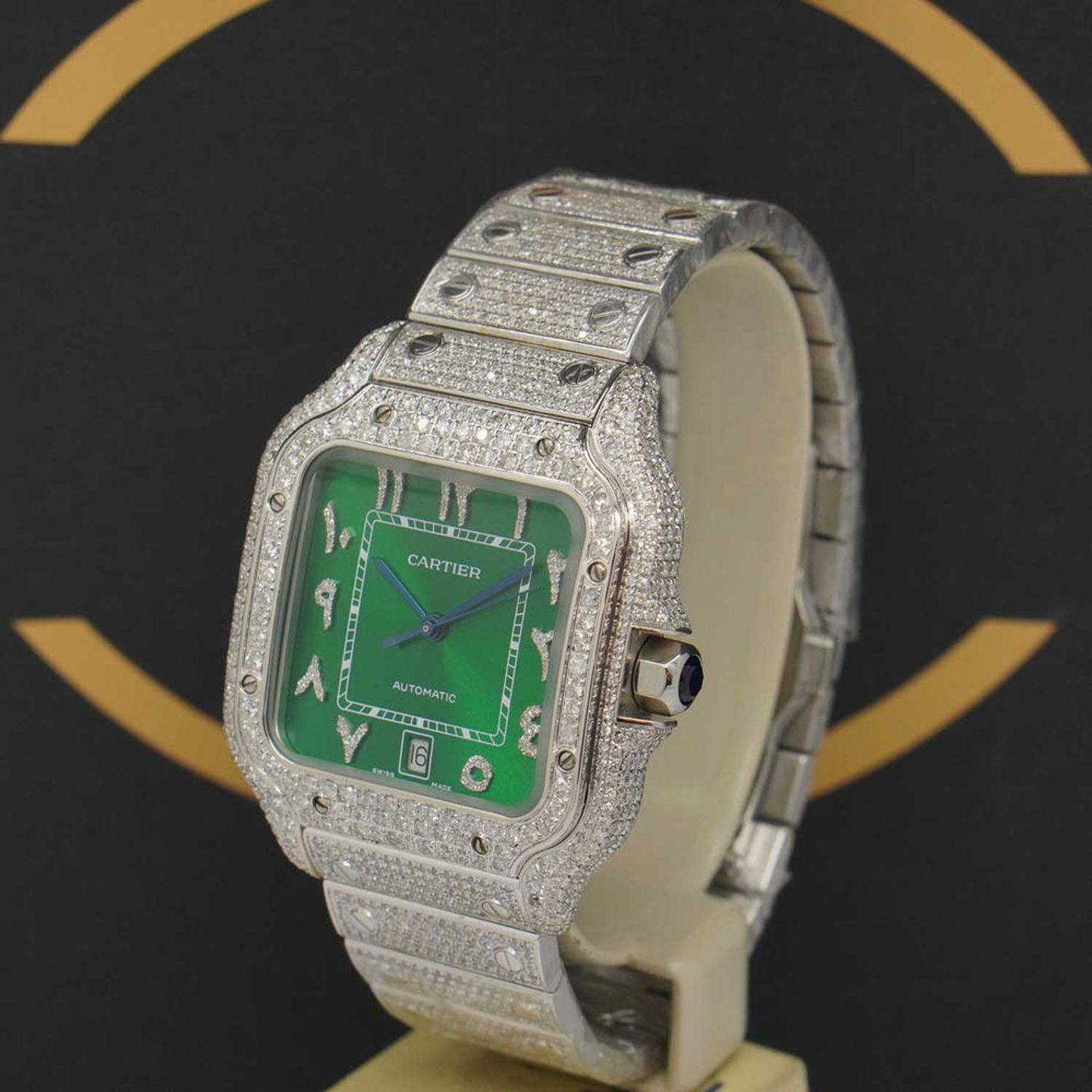Cartier Santos WSSA0018 (2024) - Groen wijzerplaat 40mm Staal (3/7)