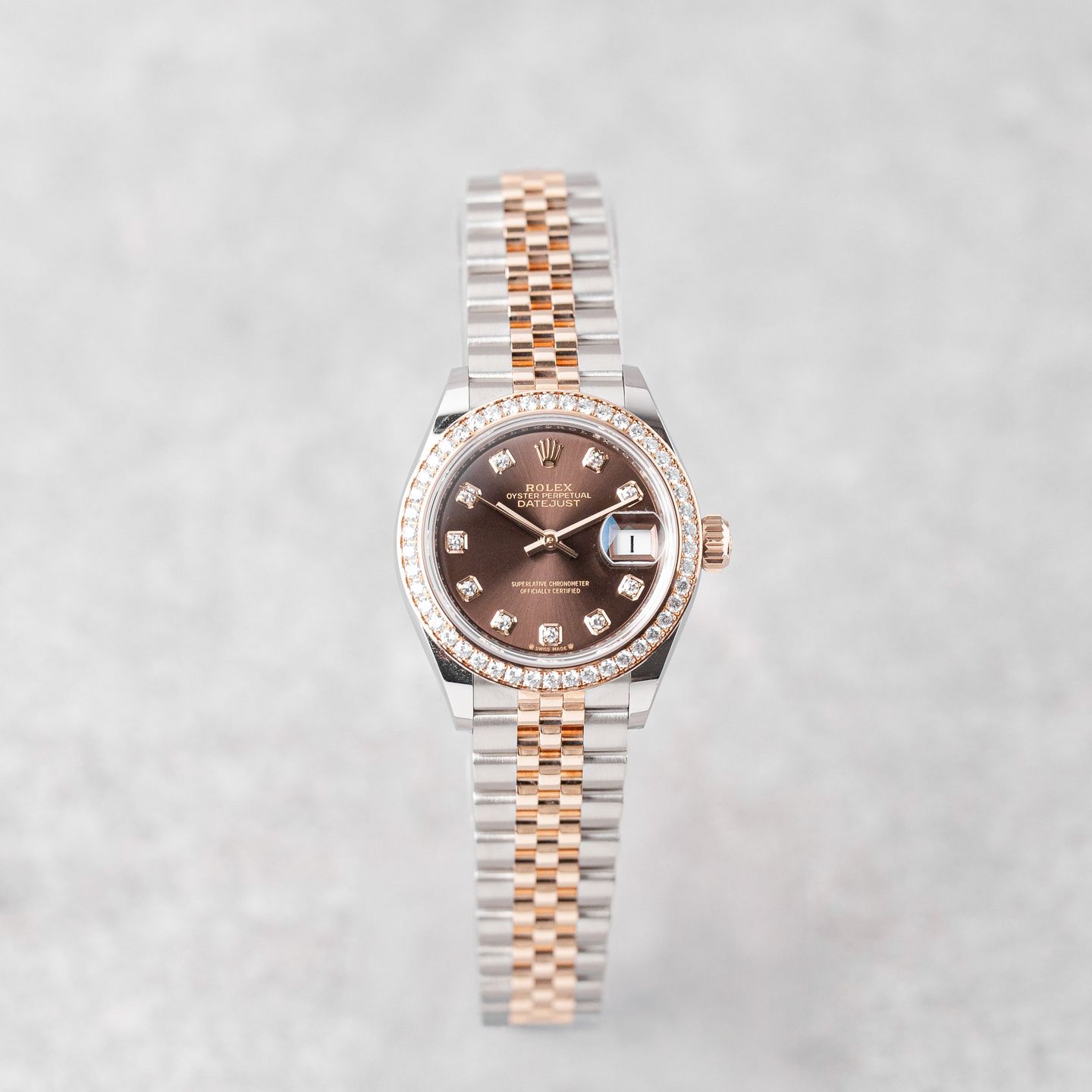 Rolex Lady-Datejust 279381RBR (2021) - Bruin wijzerplaat 28mm Goud/Staal (1/8)