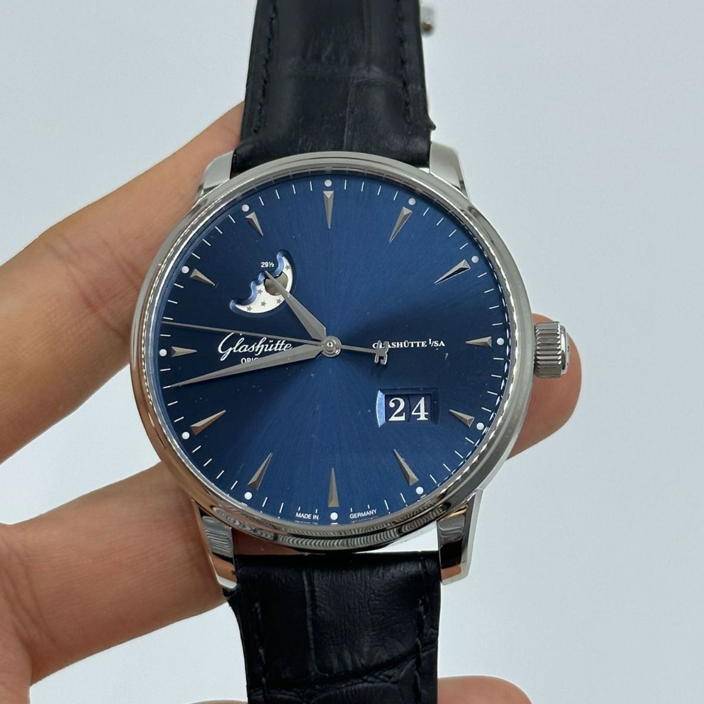 Glashütte Original Senator Excellence 1-36-04-04-02-30 (2024) - Blauw wijzerplaat 42mm Staal (6/8)