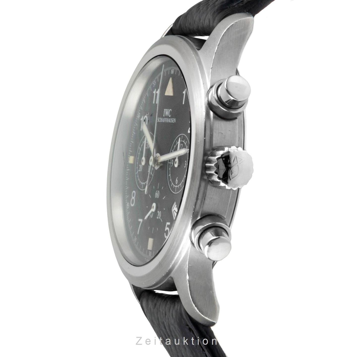 IWC Pilot Chronograph IW374101 (1995) - Zwart wijzerplaat 36mm Staal (5/8)