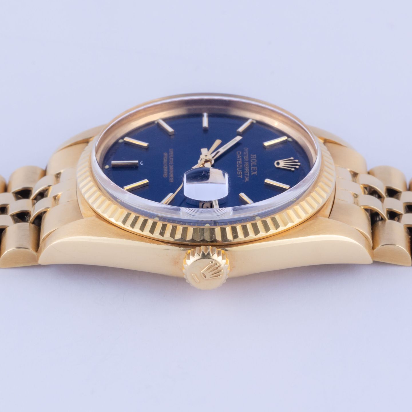 Rolex Datejust 1601 (1973) - Blue dial 36 mm Yellow Gold case (6/8)