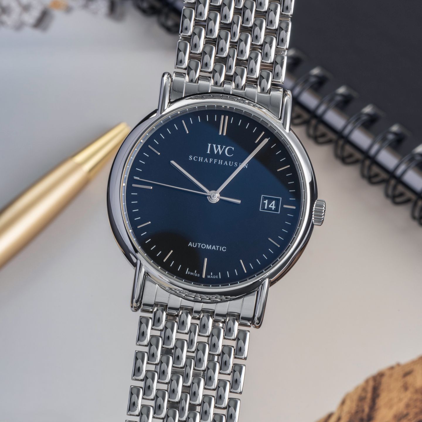 IWC Portofino Automatic IW353306 (Onbekend (willekeurig serienummer)) - Zwart wijzerplaat 38mm Staal (3/8)