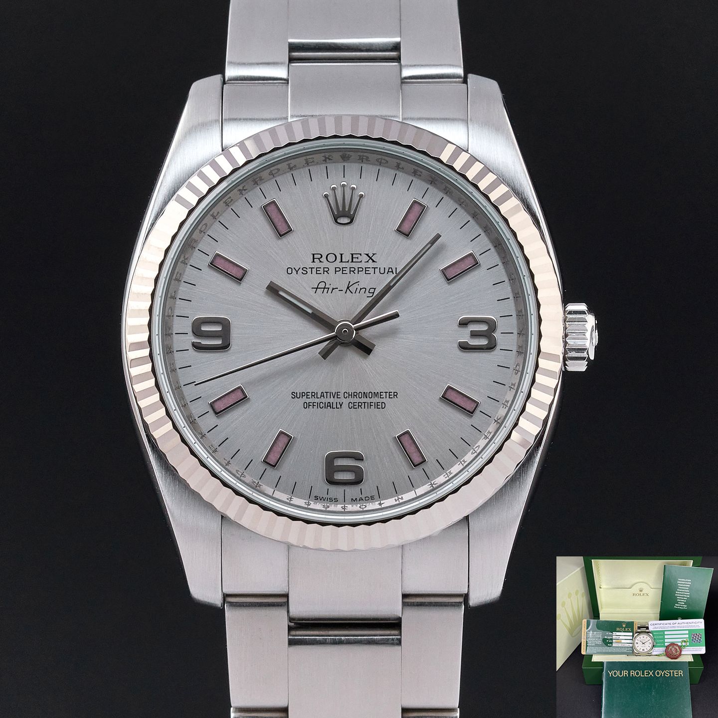 Rolex Air-King 114234 (2008) - Silver dial 34 mm Steel case (1/8)