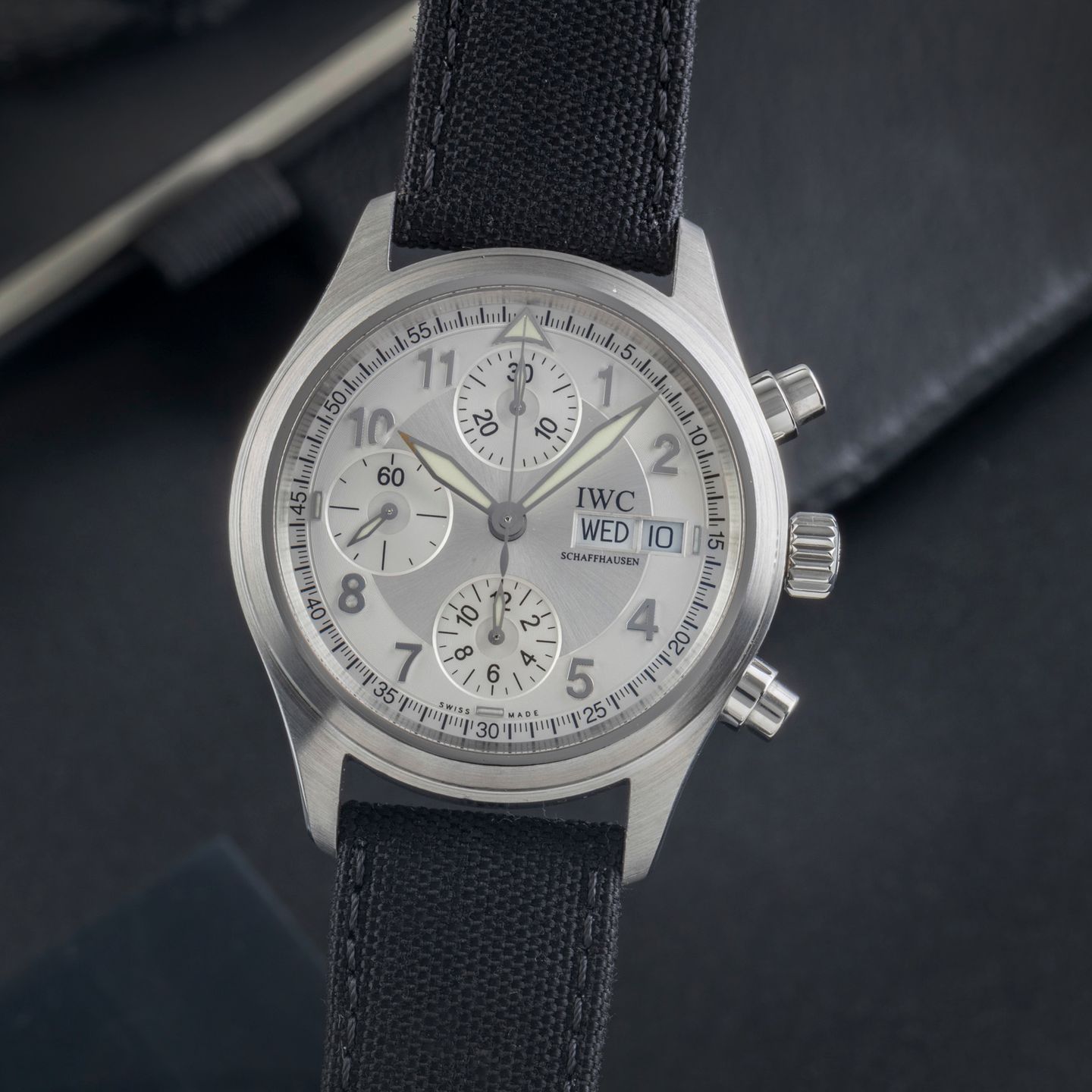 IWC Pilot Spitfire Chronograph IW370628 (2004) - Silver dial 39 mm Steel case (3/8)