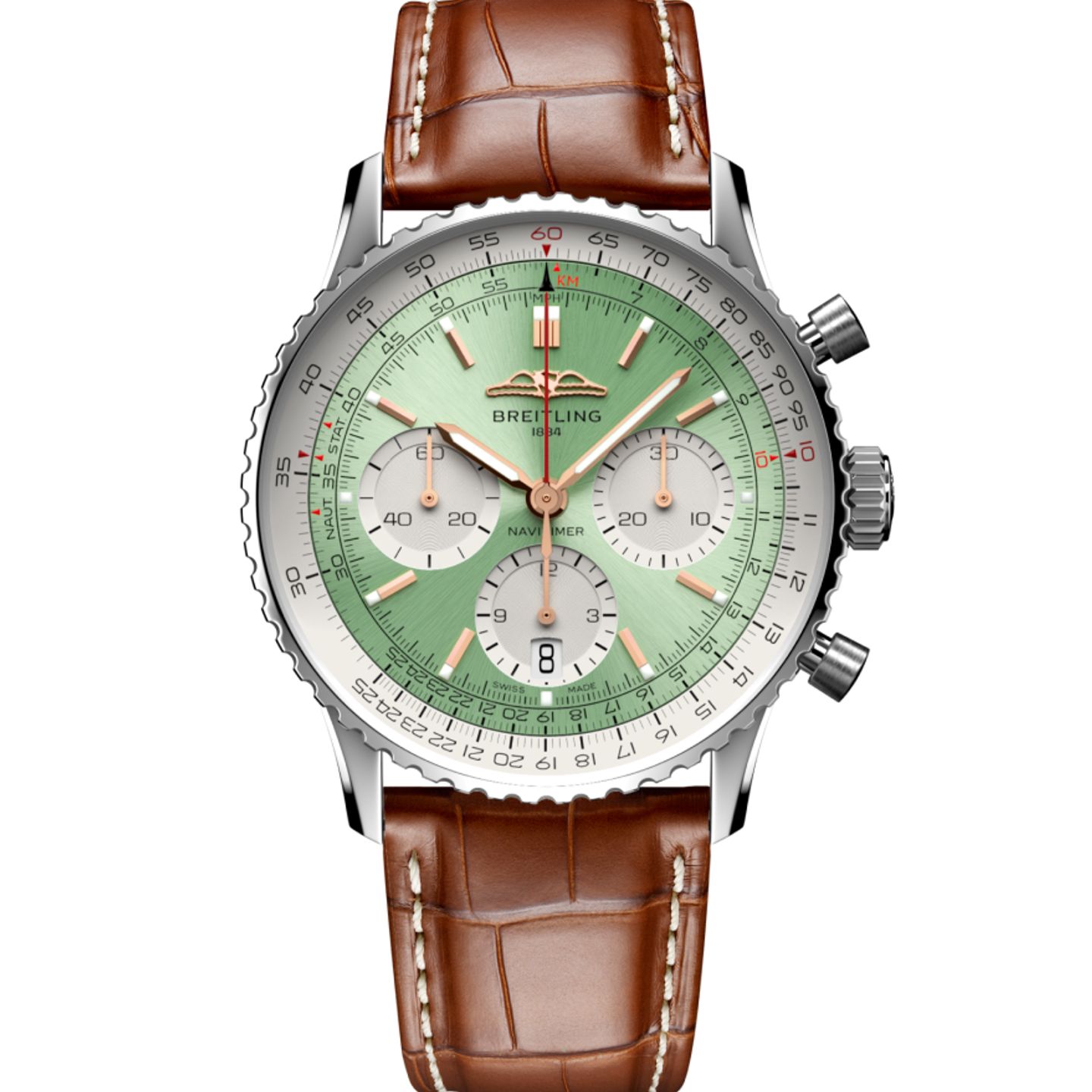 Breitling Navitimer AB0139211L1P1 (2024) - Groen wijzerplaat 41mm Staal (1/8)