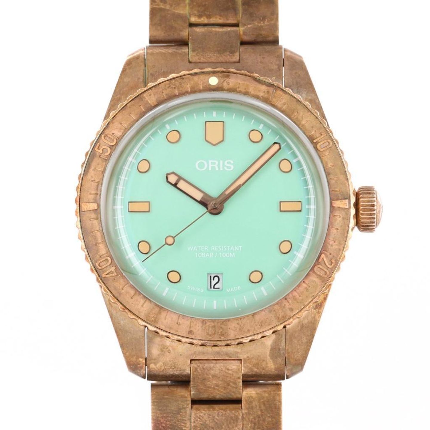 Oris Divers Sixty Five 01 733 7771 3157-07 8 19 15 (2021) - Green dial 38 mm Bronze case (1/2)