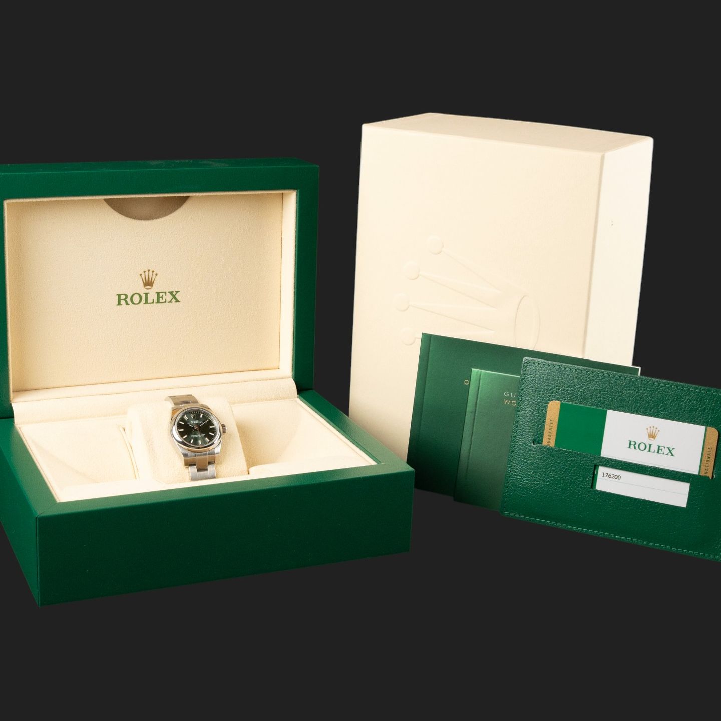 Rolex Oyster Perpetual 26 176200 (2018) - Green dial 26 mm Steel case (8/8)