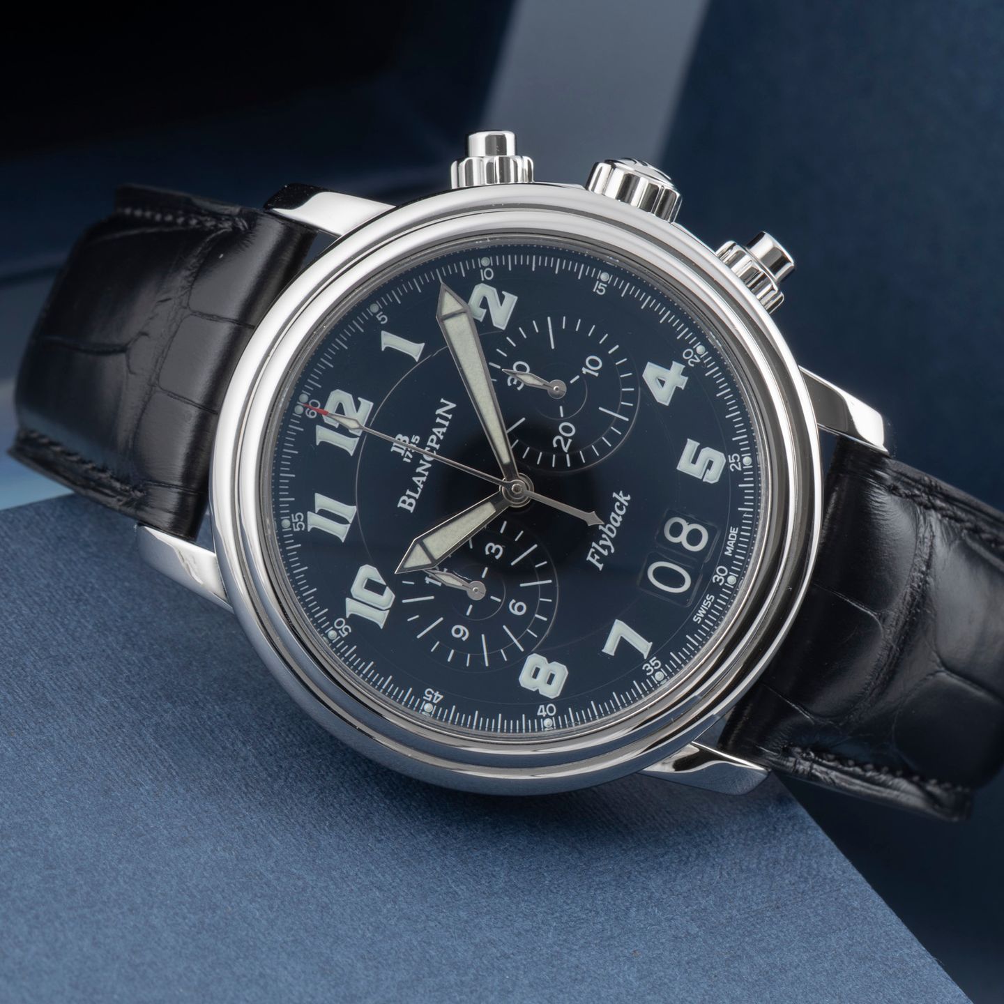 Blancpain Léman Fly-Back 2885F-1130-53B (2010) - Black dial 41 mm Steel case (2/8)