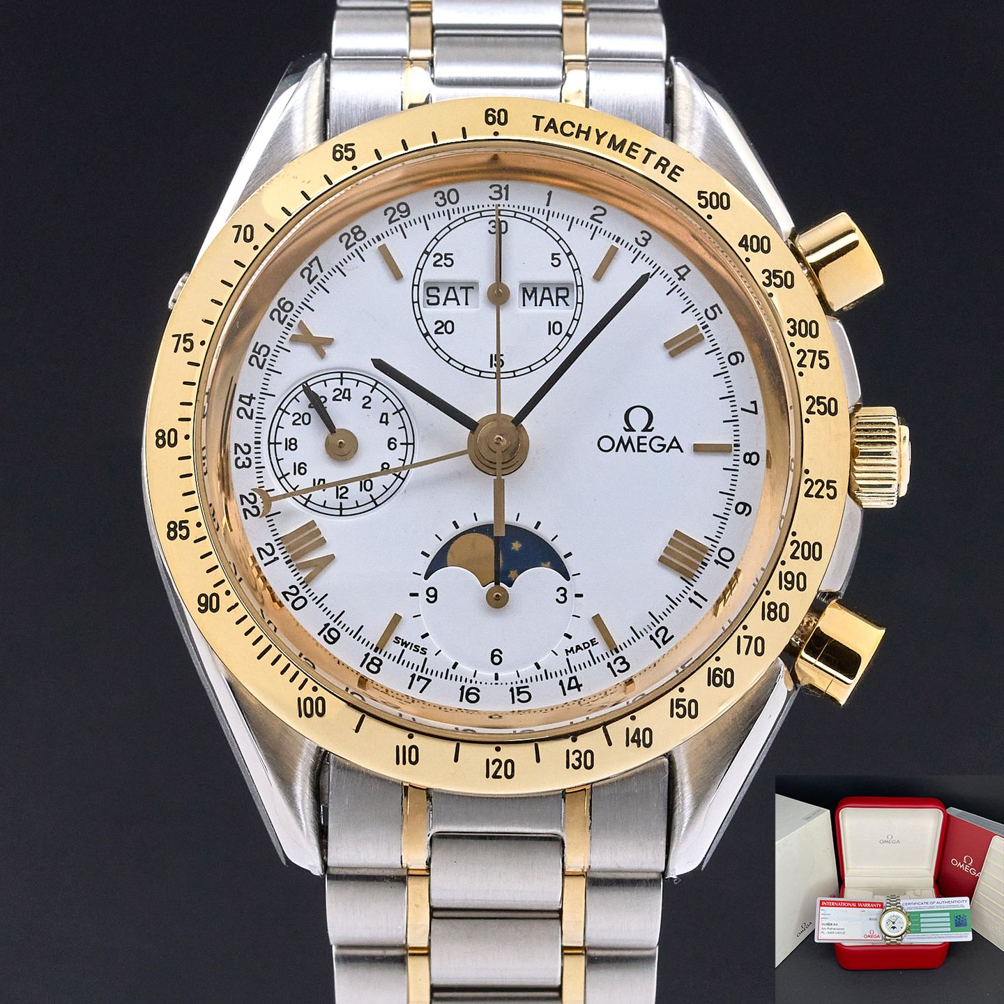 Omega Speedmaster Reduced 3330.20.00 (Onbekend (willekeurig serienummer)) - Wit wijzerplaat 39mm Staal (1/7)