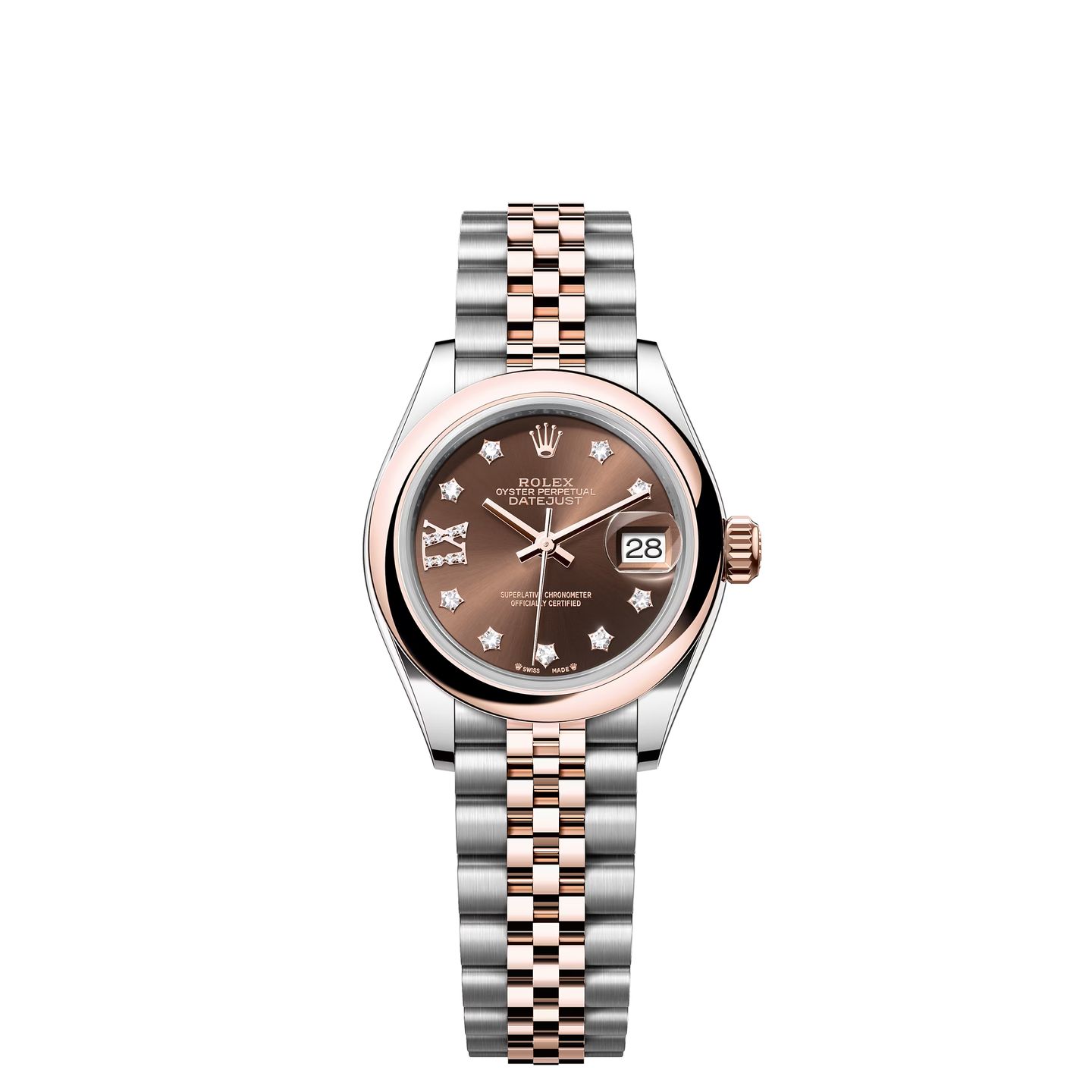 Rolex Lady-Datejust 279161 (2024) - Bruin wijzerplaat 28mm Staal (1/1)