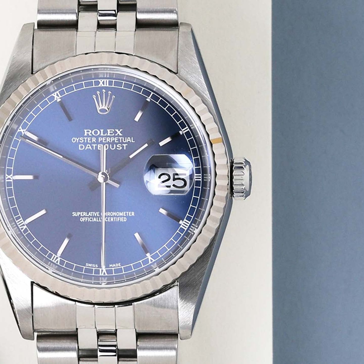 Rolex Datejust 36 16234 (2001) - Blauw wijzerplaat 36mm Staal (5/8)