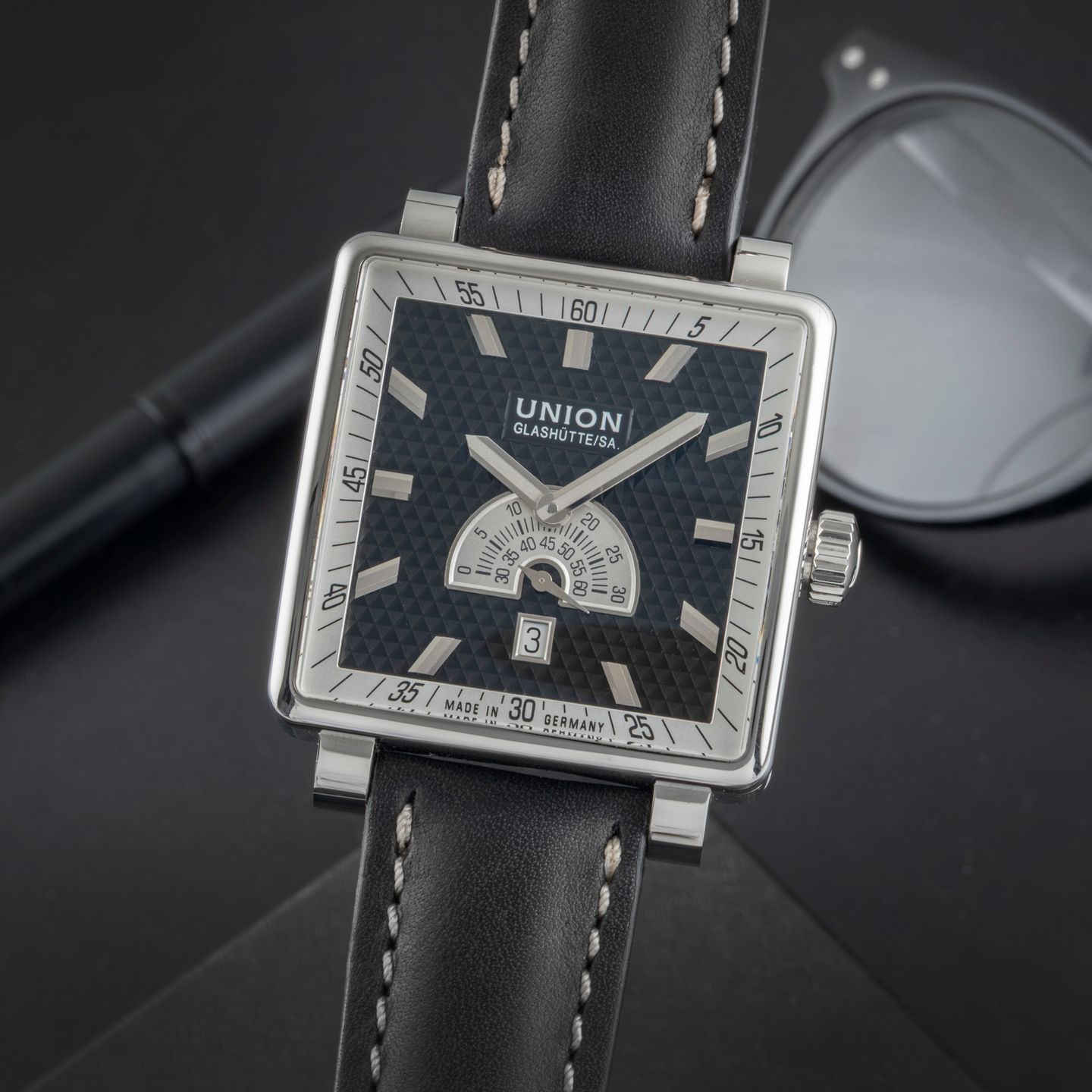 Union Glashütte Unknown 26-32-09-05-10 (Onbekend (willekeurig serienummer)) - Zwart wijzerplaat 40mm Staal (3/8)