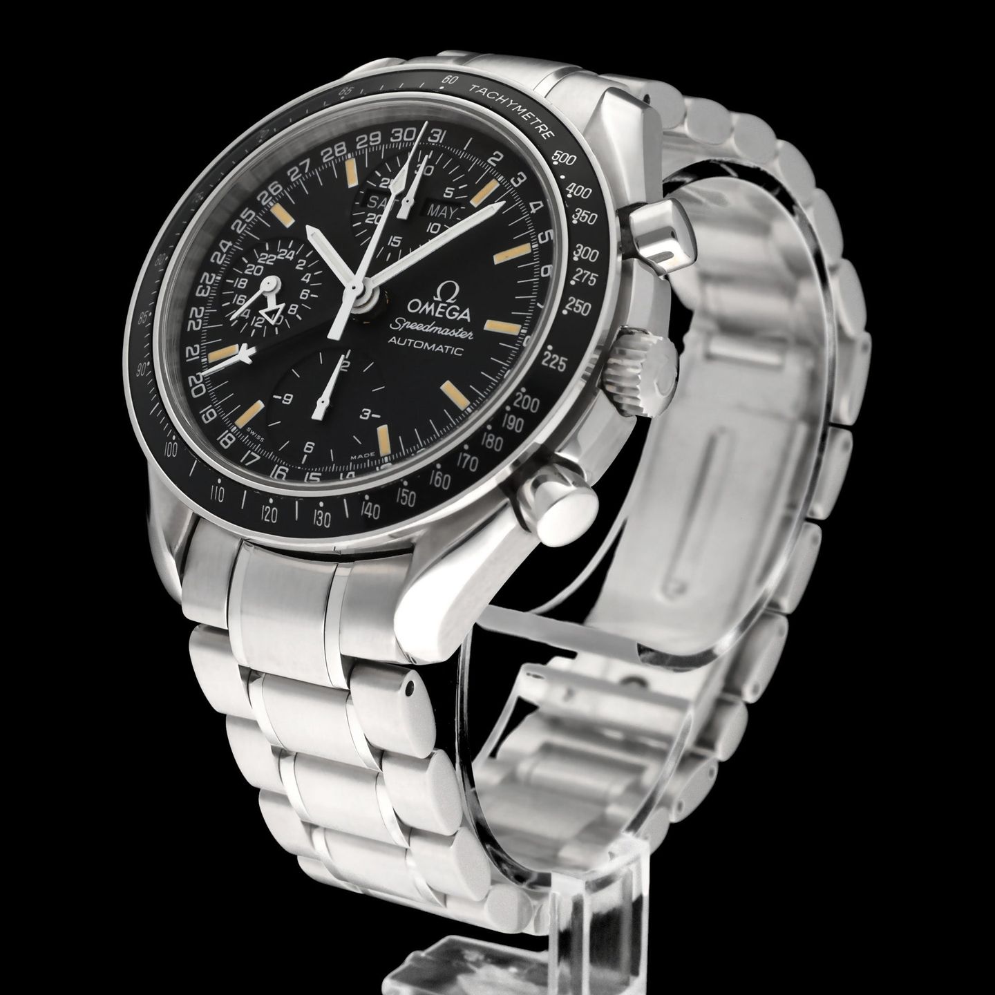 Omega Speedmaster Day Date 3520.50.00 (1998) - Black dial 39 mm Steel case (5/8)