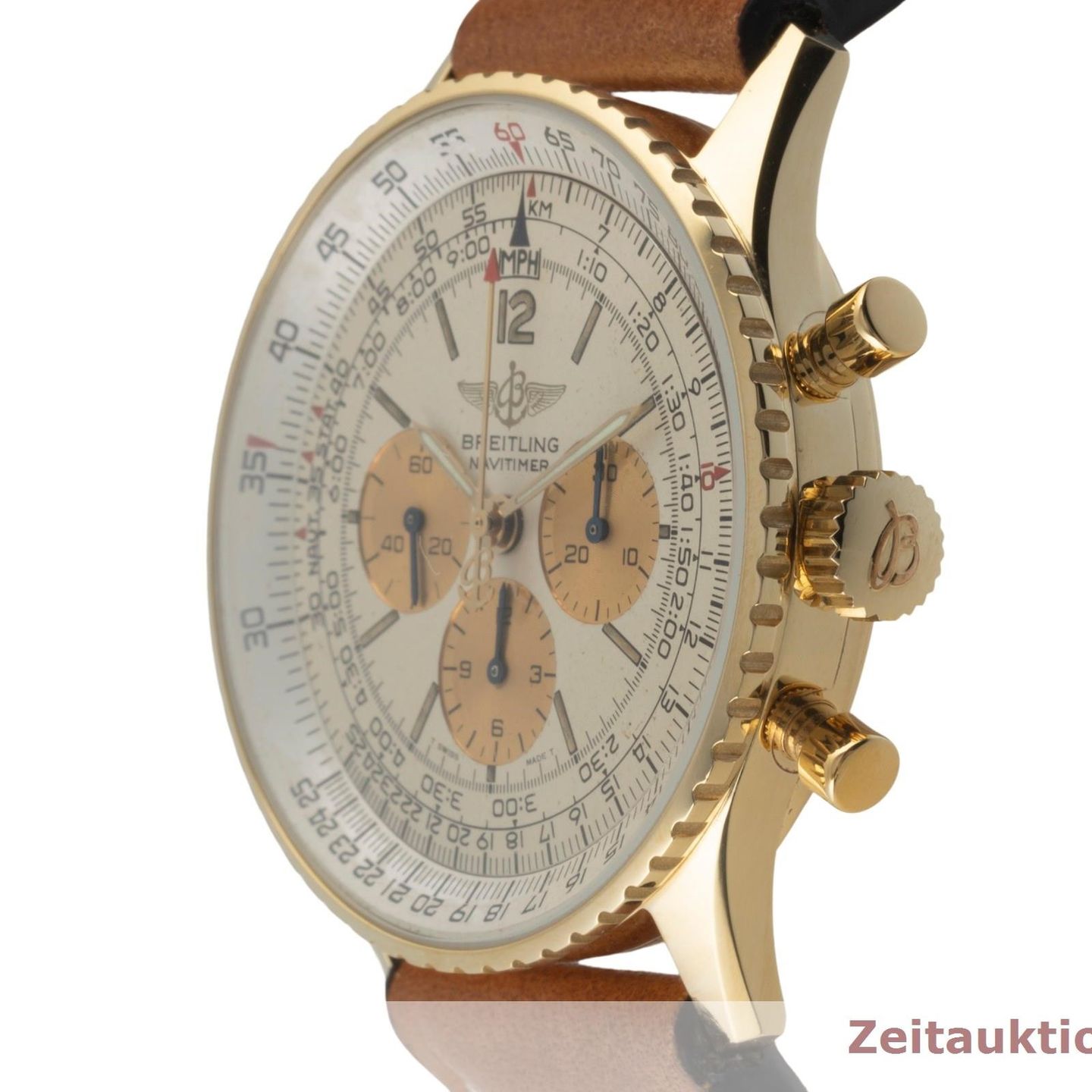 Breitling Navitimer Cosmonaute 81600 (1990) - Black dial 41 mm Yellow Gold case (6/8)
