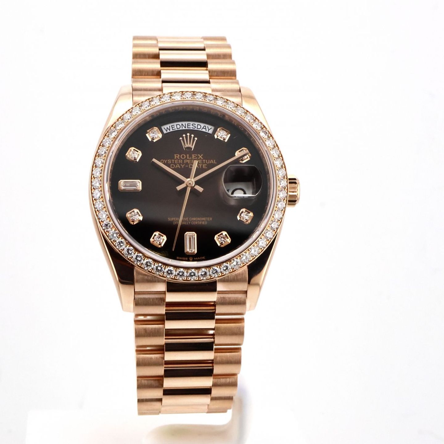 Rolex Day-Date 36 128345RBR (2019) - Brown dial 36 mm Rose Gold case (1/8)