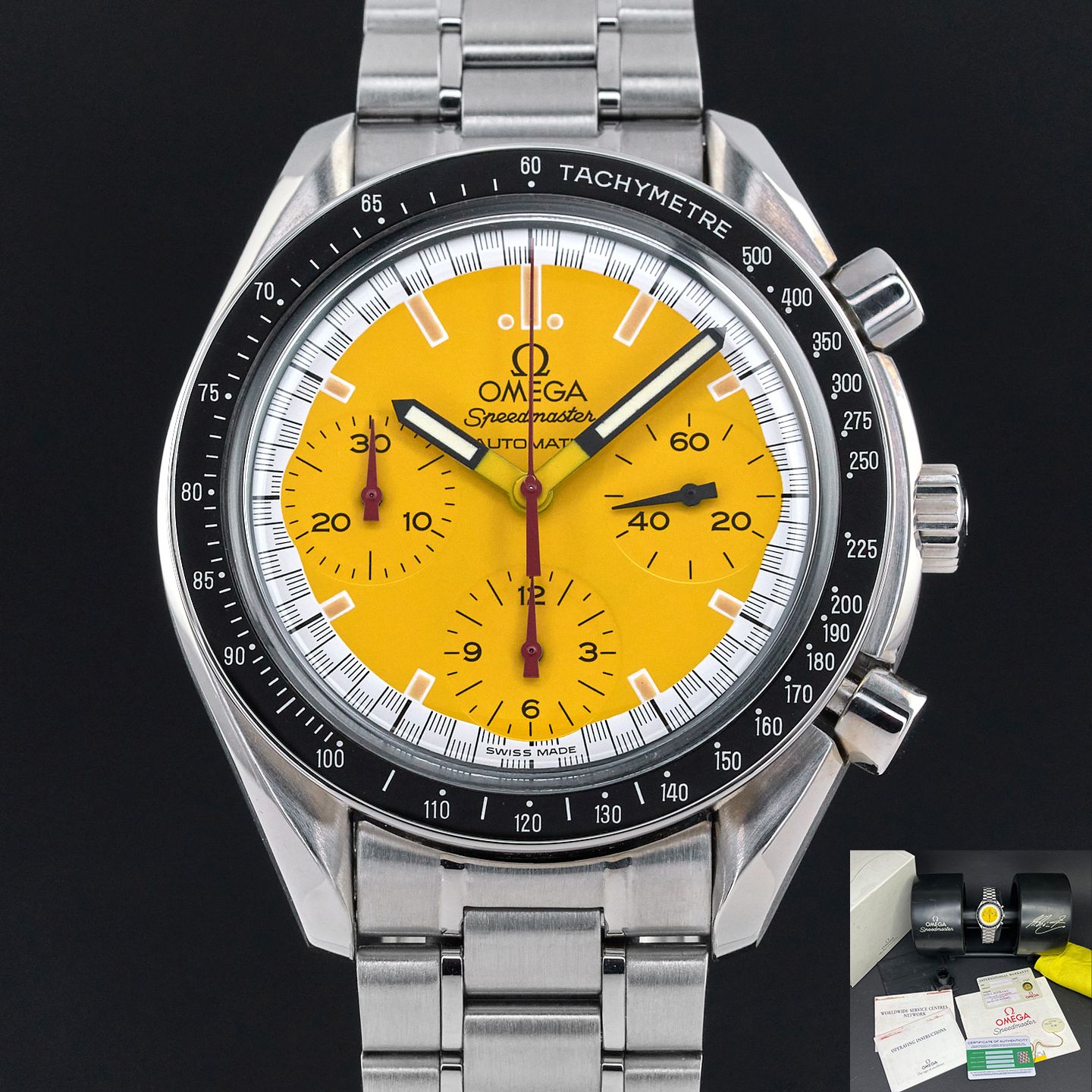 Omega Speedmaster 3510.12 (Onbekend (willekeurig serienummer)) - Geel wijzerplaat 39mm Staal (1/7)